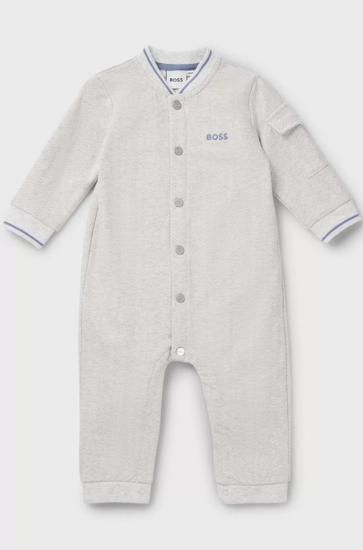 HUGO BOSS Heldragt Til Babyer I Bomuld Med Stræk Og Sildebensprint Grå Shop