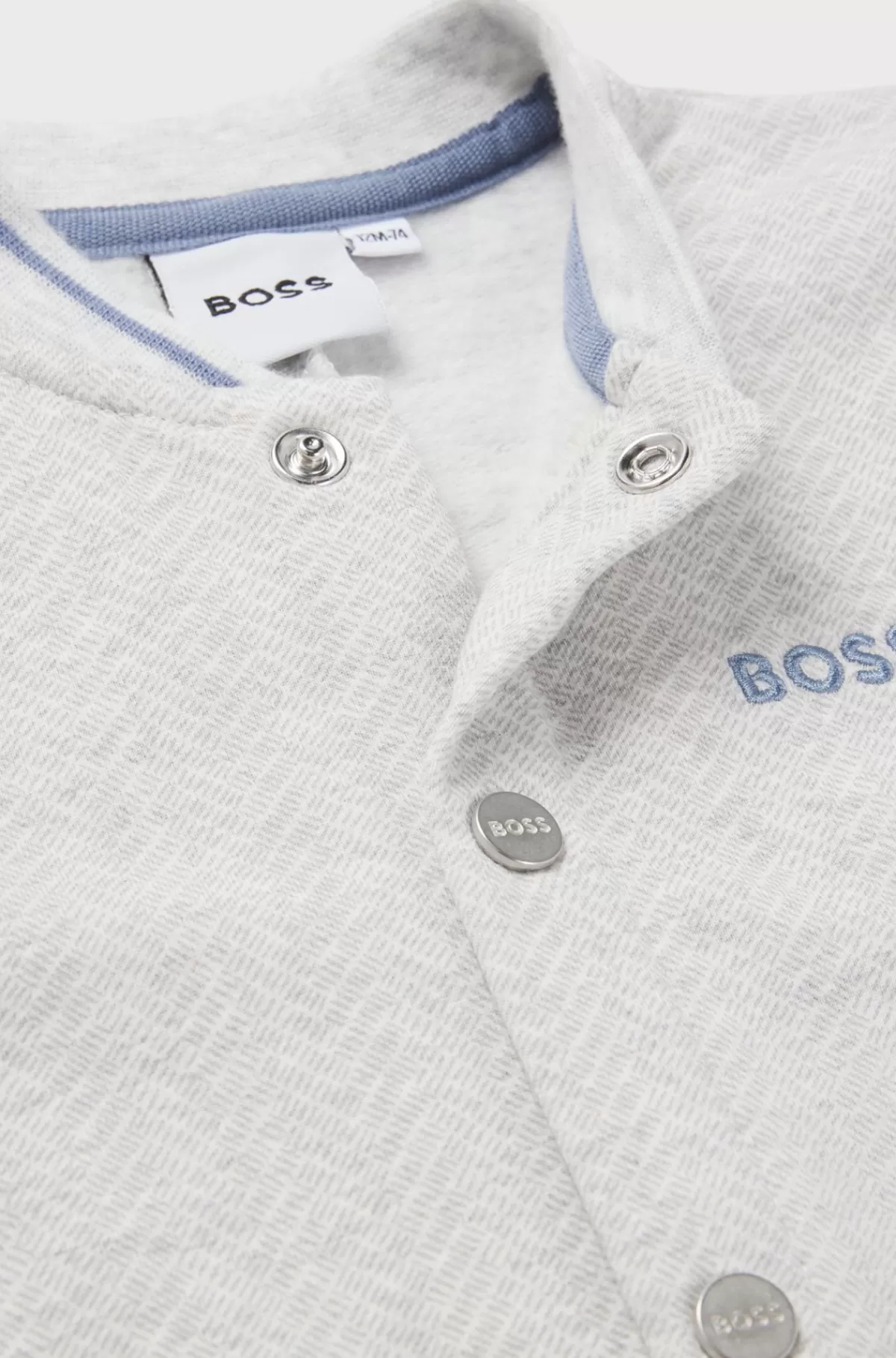 HUGO BOSS Heldragt Til Babyer I Bomuld Med Stræk Og Sildebensprint Grå Shop