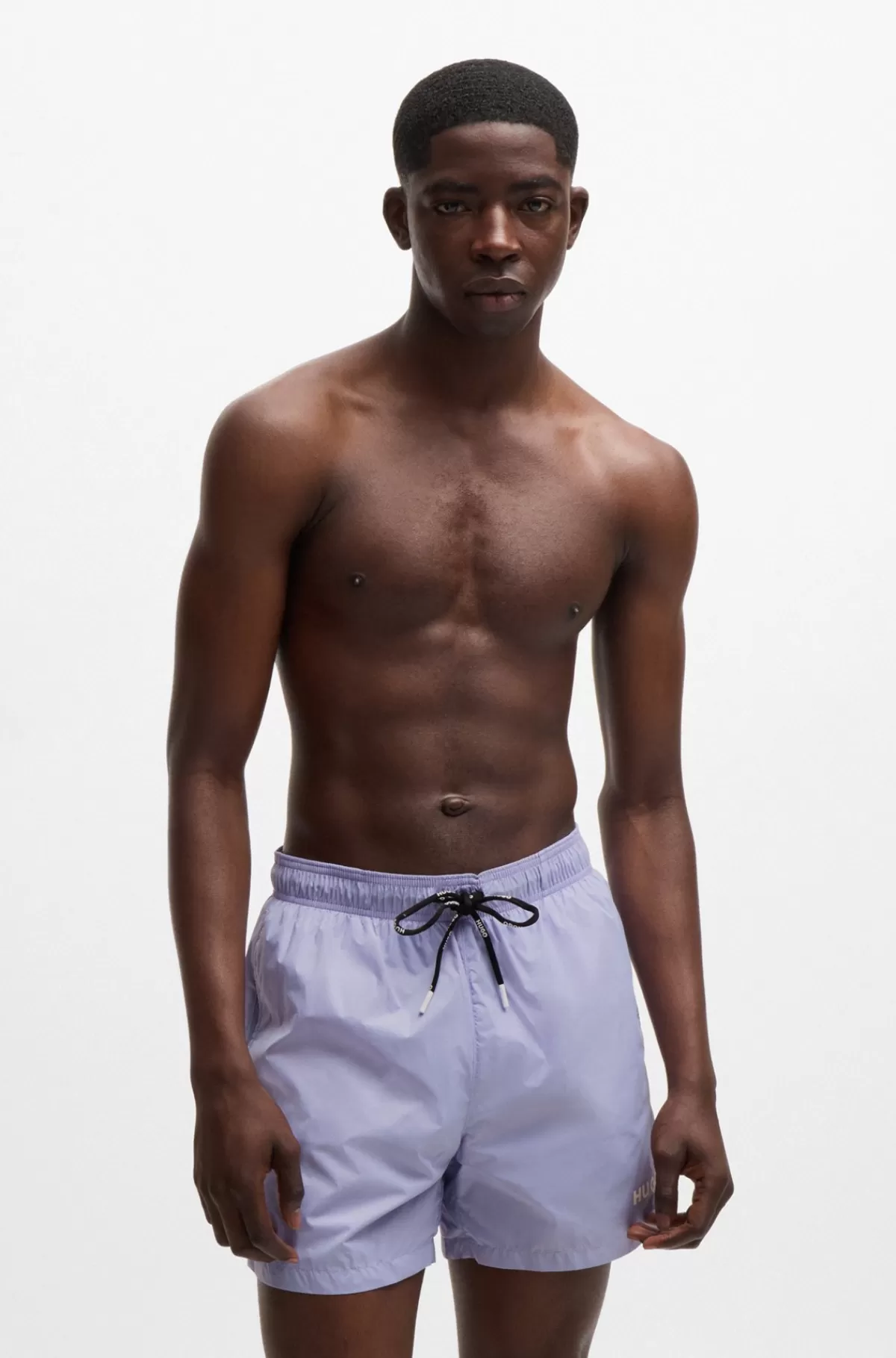 HUGO BOSS Helforede Badeshorts Med Logoprint Lilla Hot