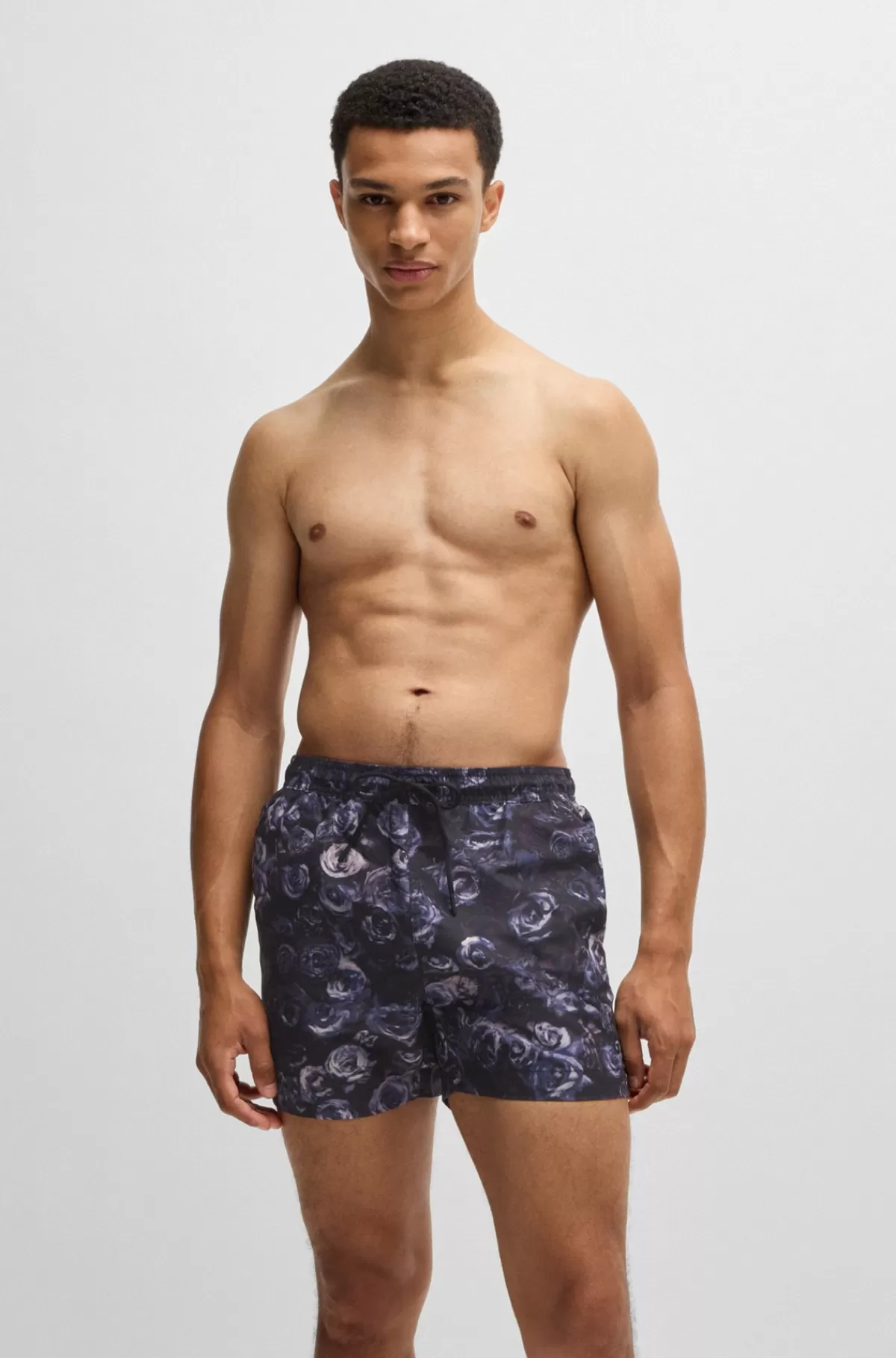 HUGO BOSS Helforede Badeshorts Med Sæsonens Print Sort Shop