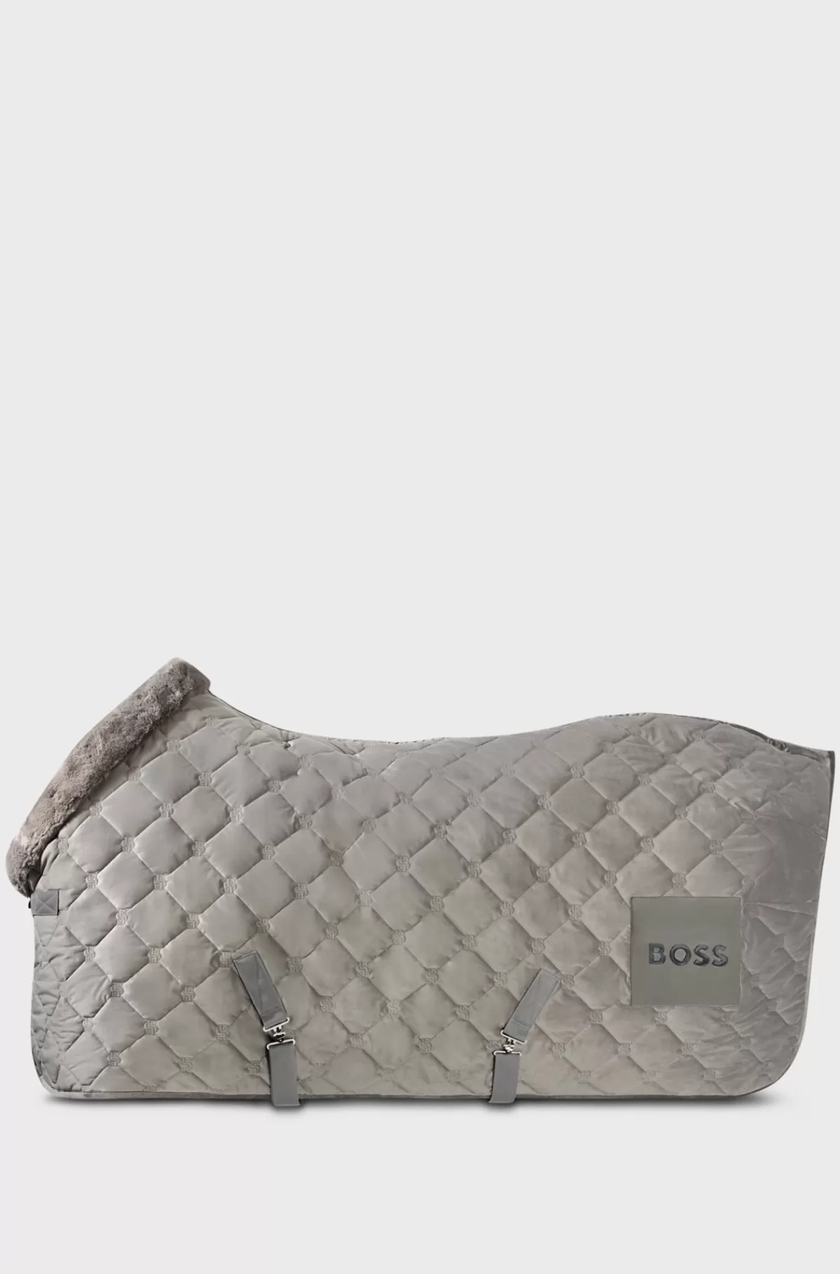 HUGO BOSS Hestesportstæppe I Velour Med Imiteret Fåreskind Sølv Fashion