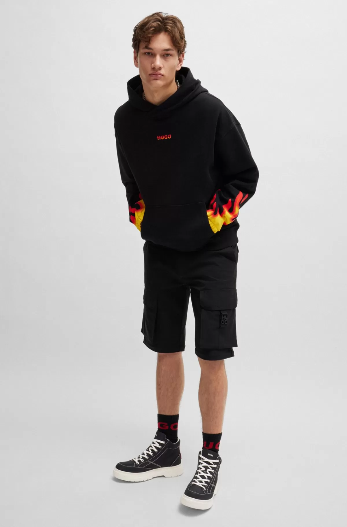 HUGO BOSS High-top Sneakers Og Rødt Mærke Med Stablet Logo Sort Shop