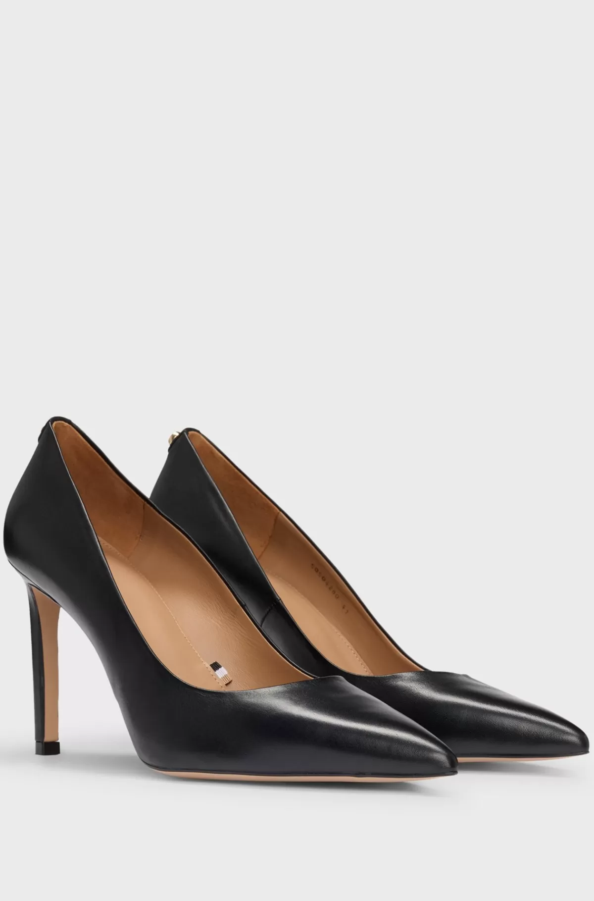 HUGO BOSS Højhælede Pumps I Læder Med Spids Tå Sort Hot
