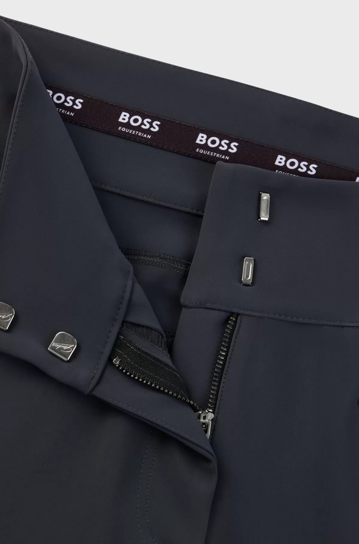 HUGO BOSS Højtaljede Ridebukser Til Hestesport Med Fuldskind Grå Clearance