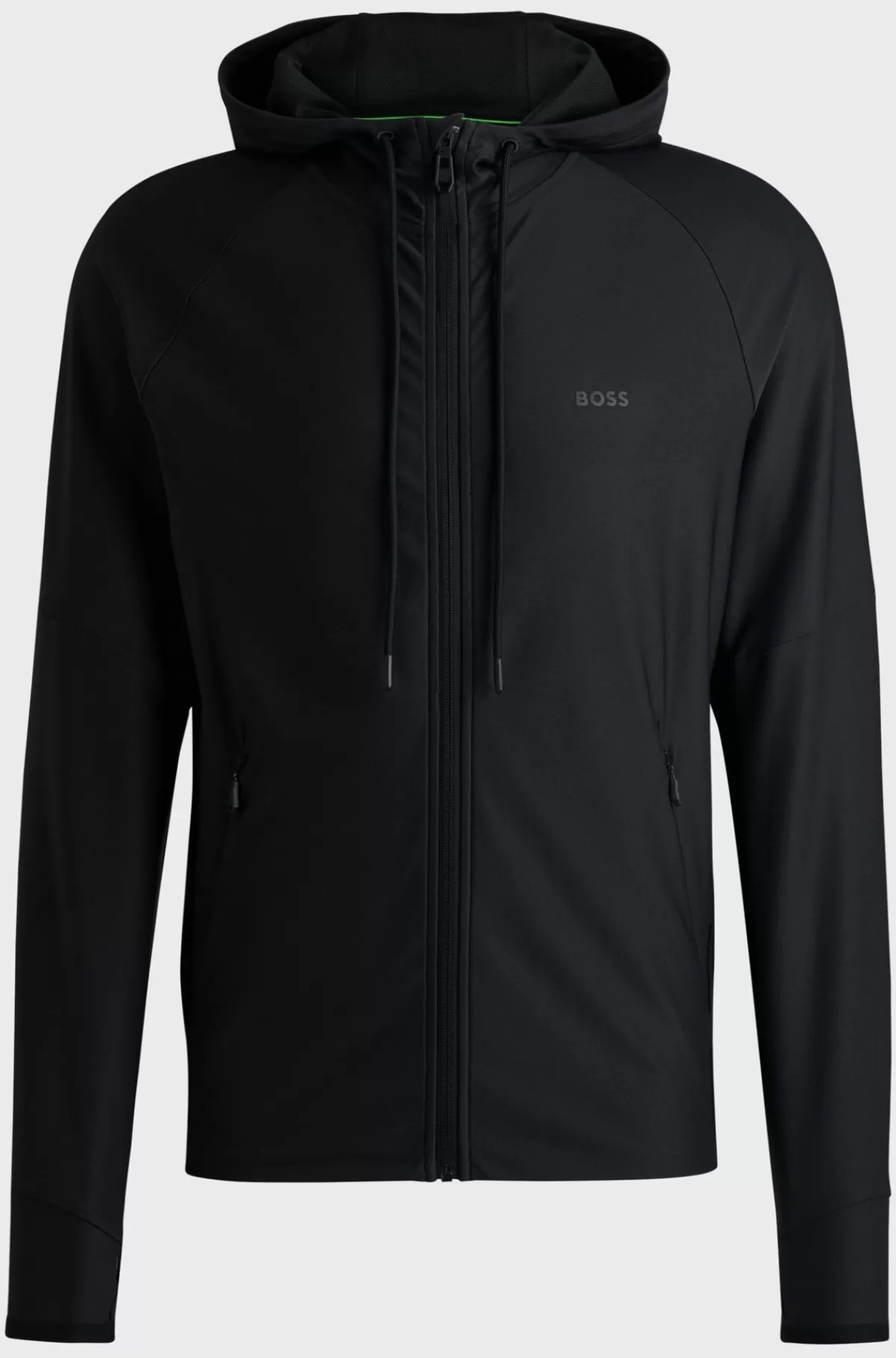 HUGO BOSS Hættetrøje I Aktivt Stræk Med Lynlås Og Logo Sort Store