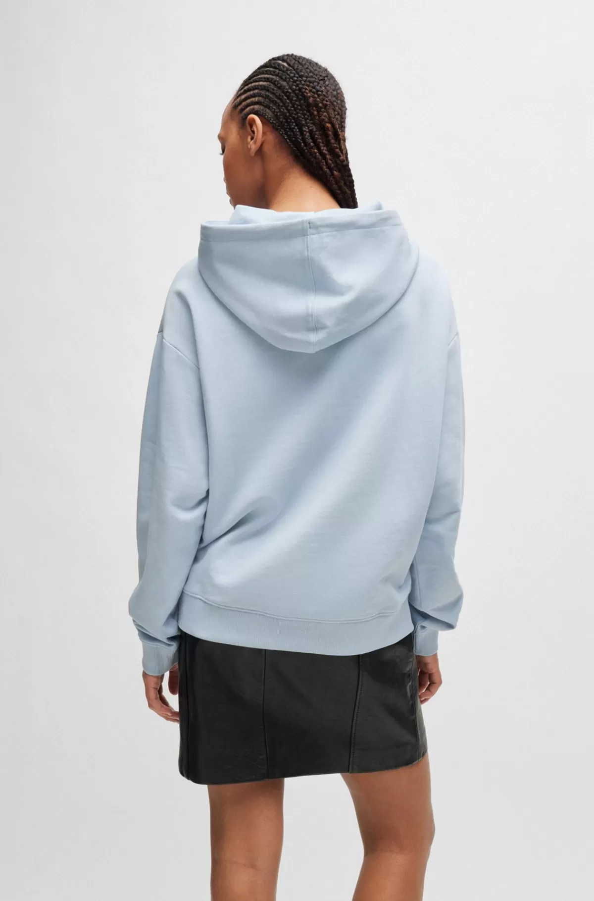 HUGO BOSS Hættetrøje I Bomuldsfrotte Med Stablet Logo Og Kængurulomme Lyseblå Flash Sale