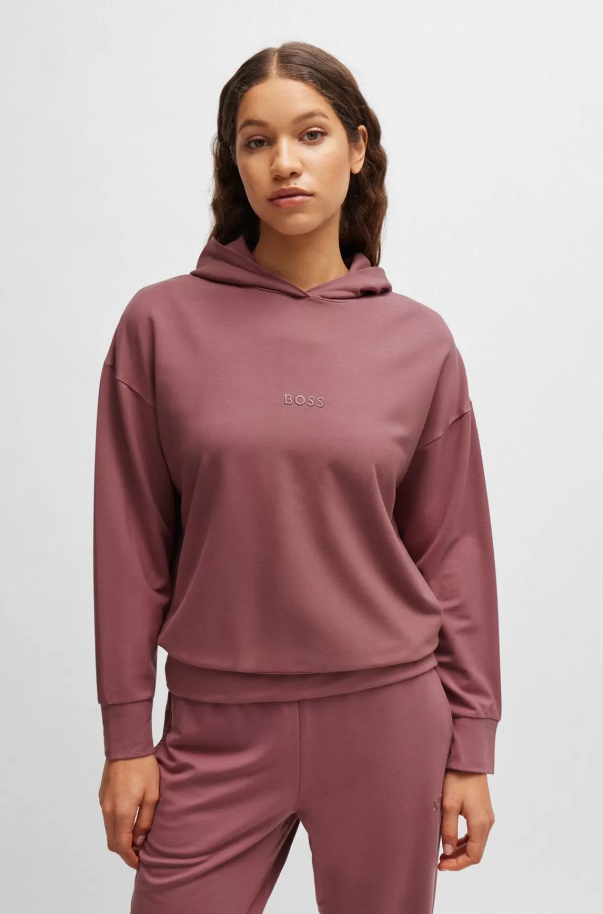 HUGO BOSS Hættetrøje I Sweatkvalitet Med Broderet Logo Lyserød Discount