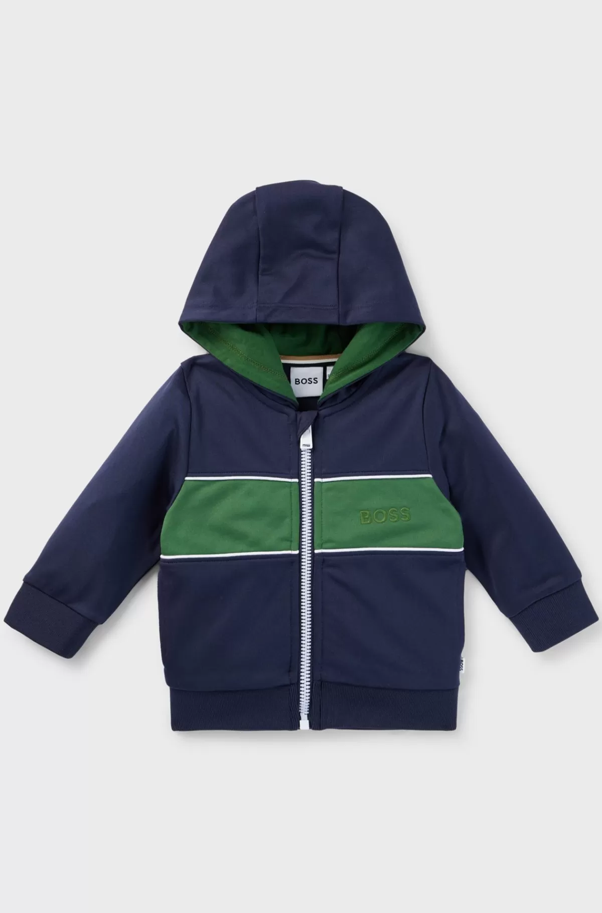HUGO BOSS Hættetrøje Med Lynlås Og Broderet Logo Til Børn Mørkeblå Cheap