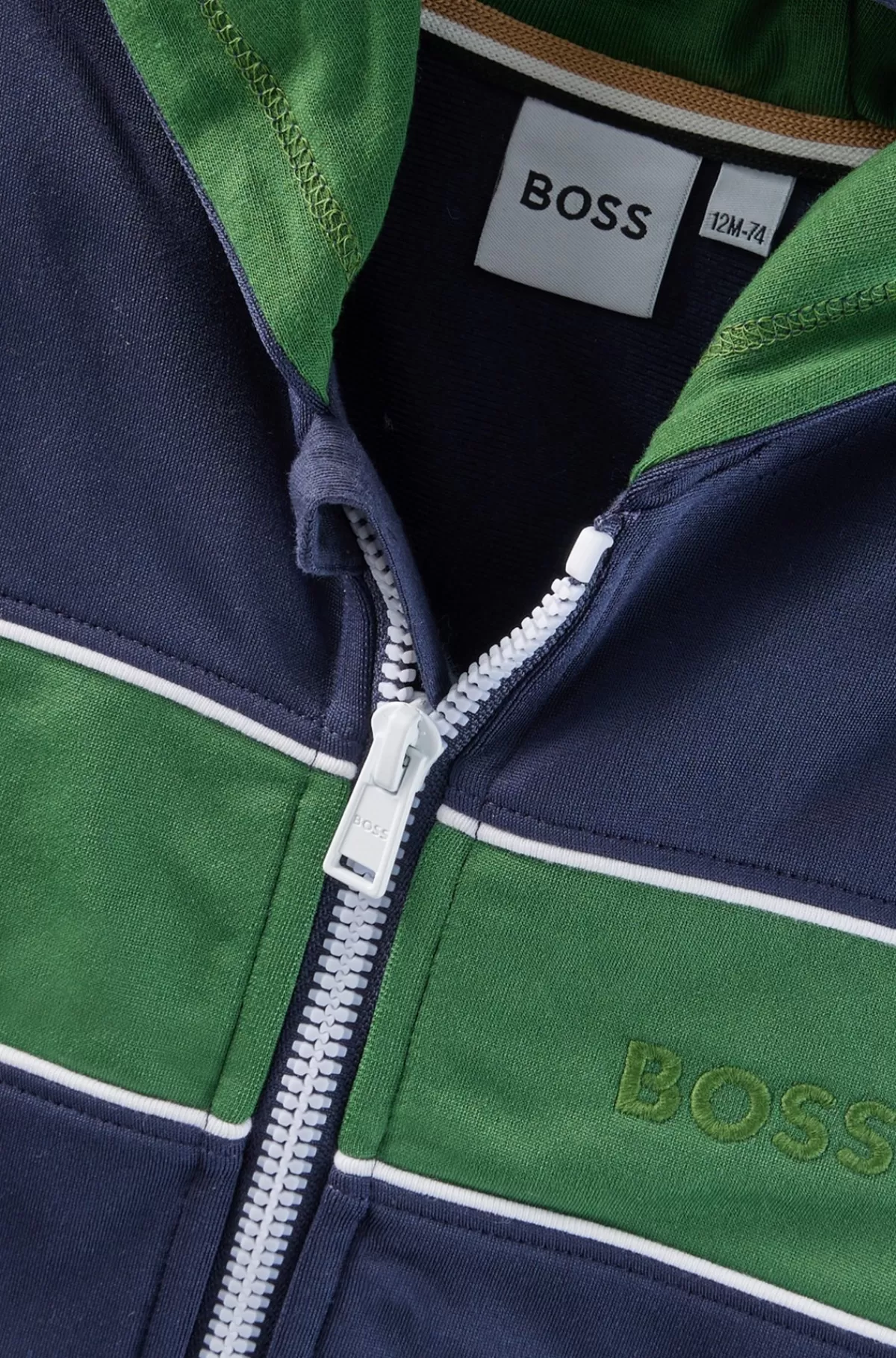 HUGO BOSS Hættetrøje Med Lynlås Og Broderet Logo Til Børn Mørkeblå Cheap