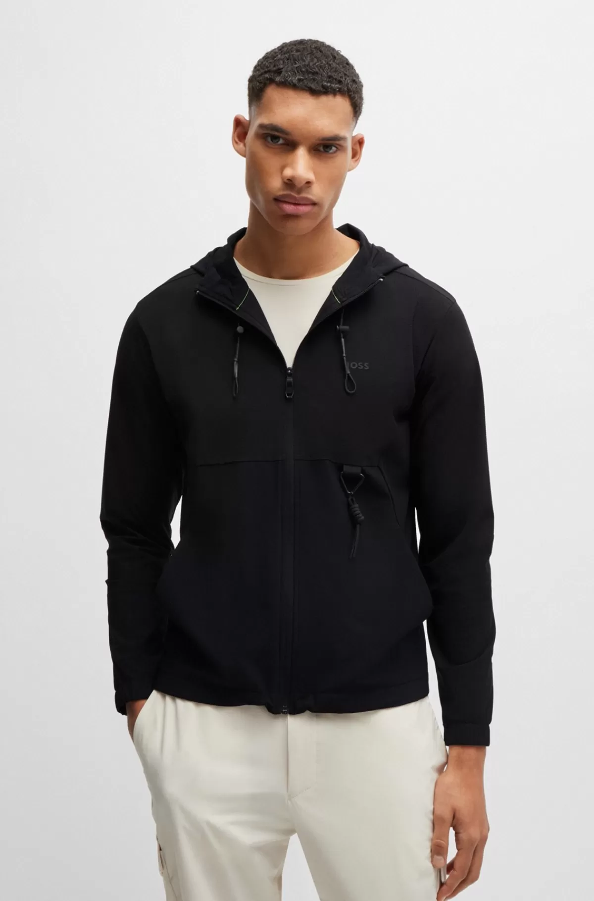 HUGO BOSS Hættetrøje Med Regular Fit, Lynlås Og Hurtigtørrende Egenskaber Sort Flash Sale