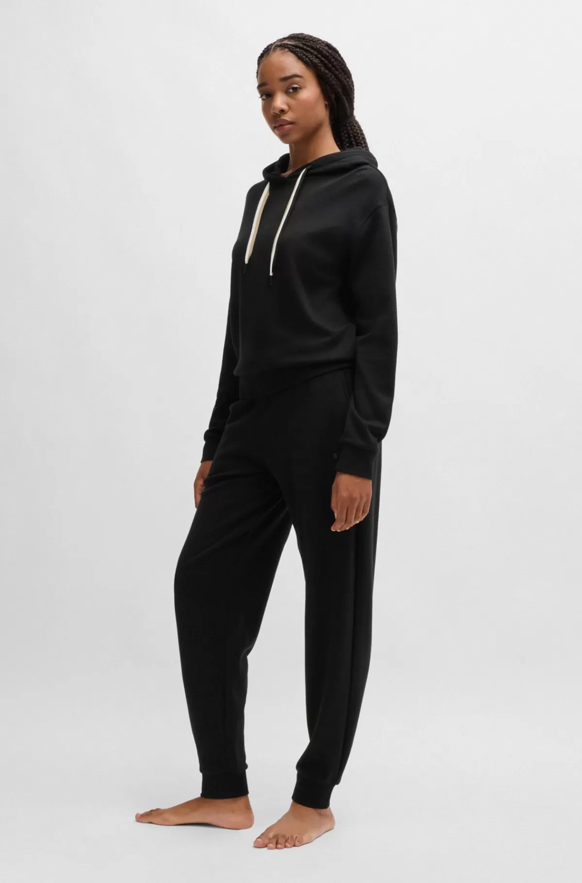HUGO BOSS Hættetrøje Med Signaturstribede Snøre Og Logoprint Sort Discount