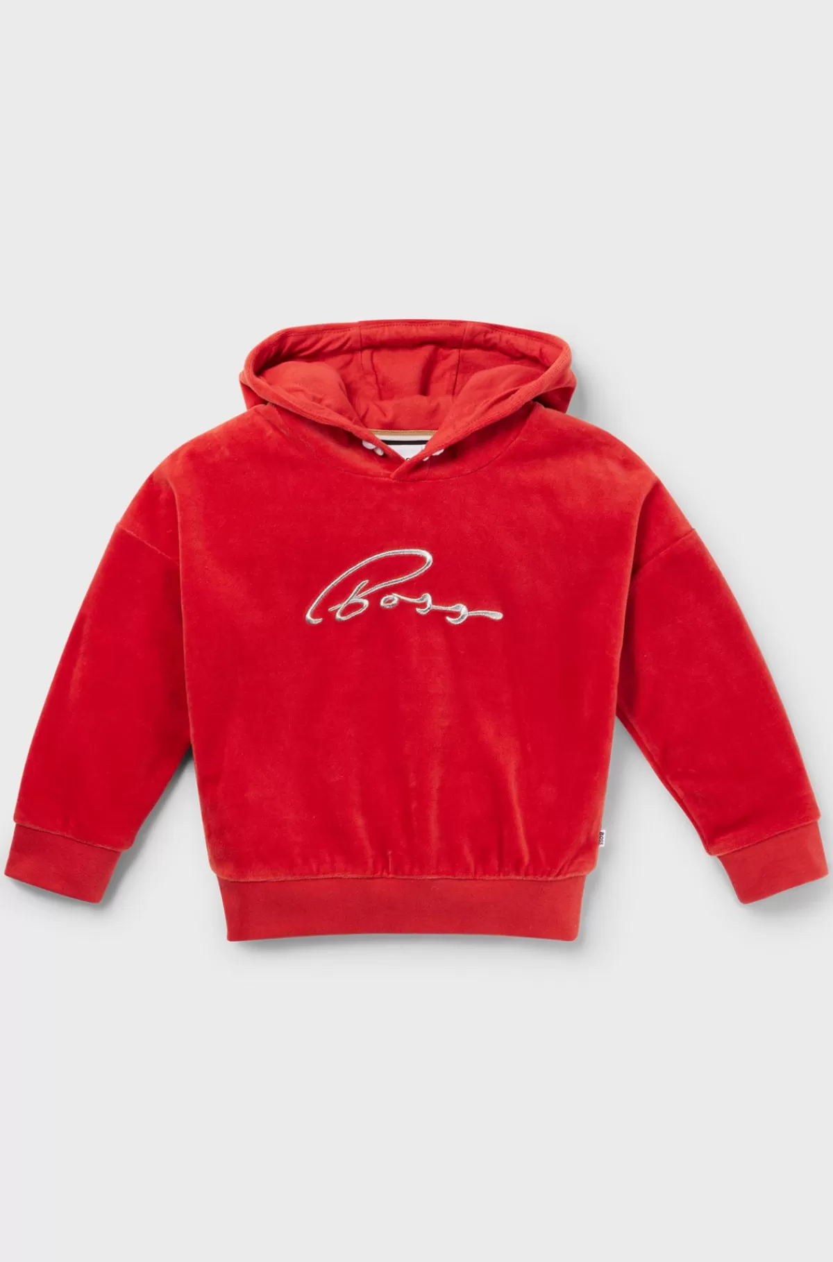 HUGO BOSS Hættetrøje Til Børn I Bomuldsblandet Fløjl Med Håndskrevet Logo Rød Shop