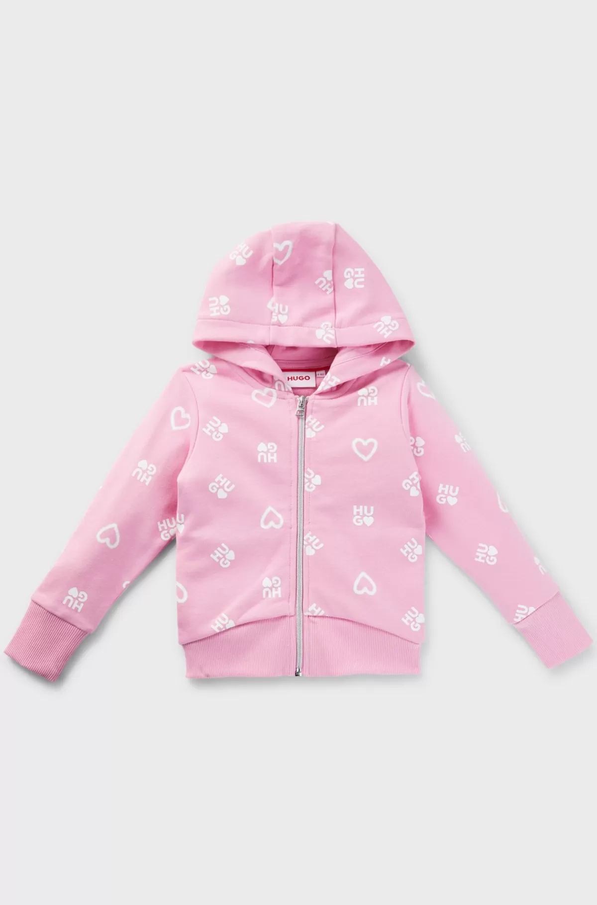 HUGO BOSS Hættetrøje Til Børn I Bomuldsblanding Med Hjerter Og Logoer Pink Online
