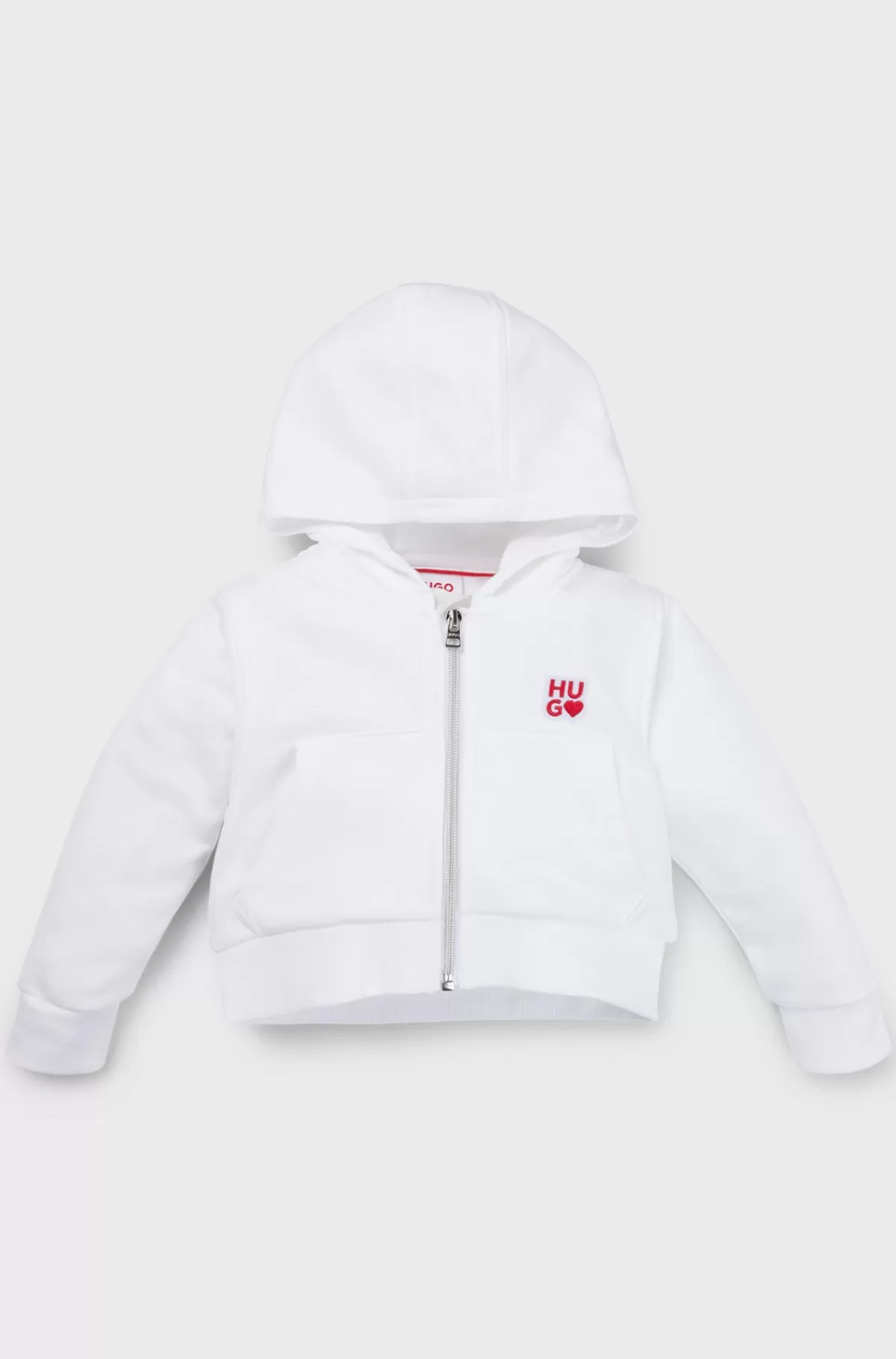 HUGO BOSS Hættetrøje Til Børn I Bomuldsblanding Med Lynlås Og Logodetaljer Hvid Online