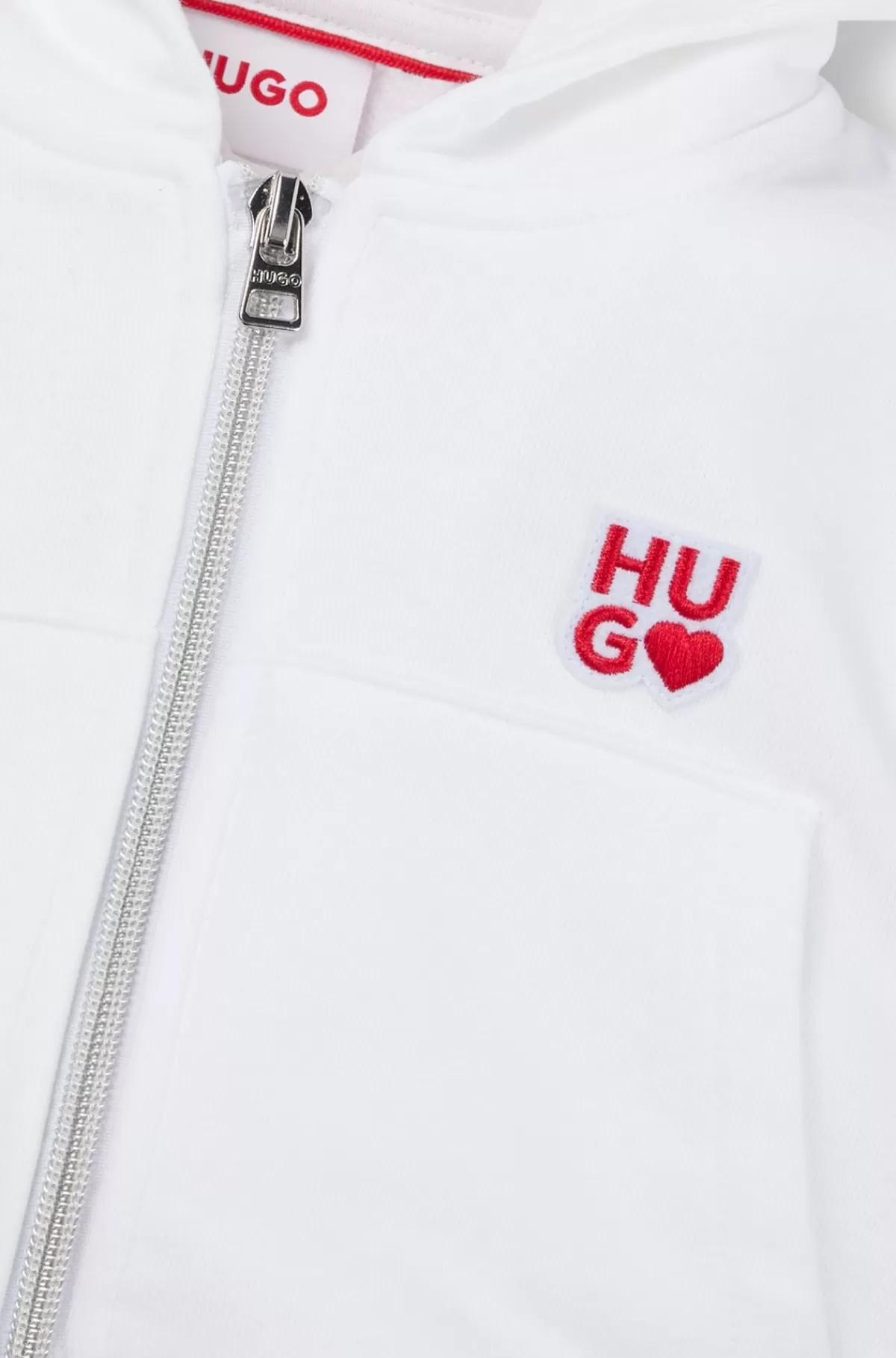 HUGO BOSS Hættetrøje Til Børn I Bomuldsblanding Med Lynlås Og Logodetaljer Hvid Online