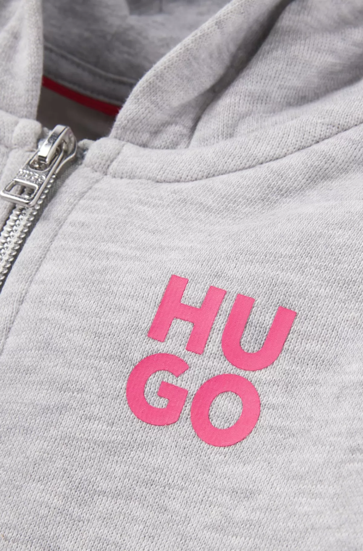 HUGO BOSS Hættetrøje Til Børn I Bomuldsblanding Med Lynlås Og Logoprint Lysegrå Hot