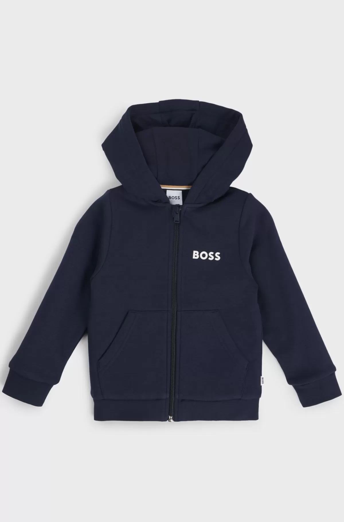 HUGO BOSS Hættetrøje Til Børn I Fleece Med Lynlås Og Logoprint Mørkeblå Best