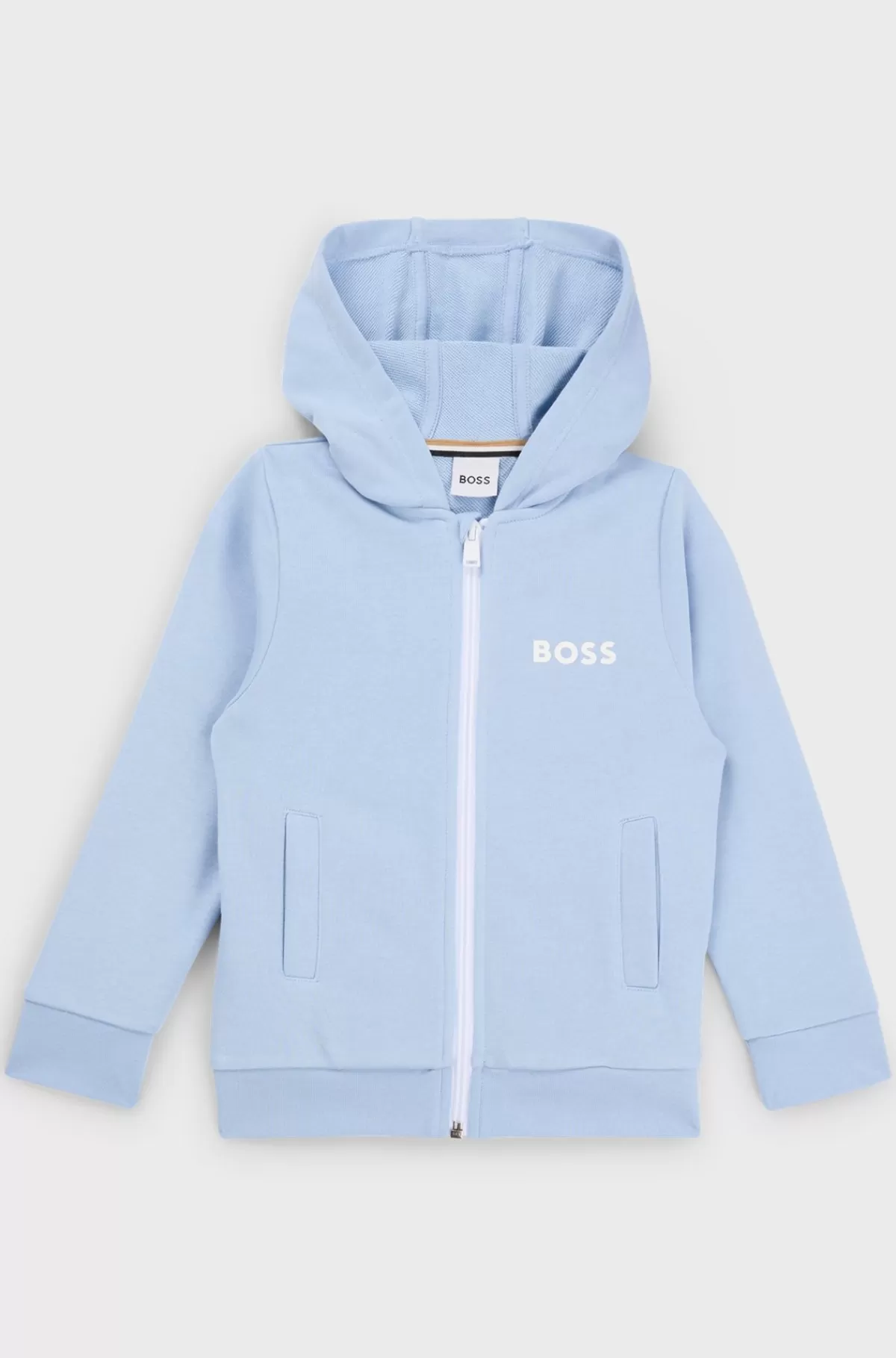 HUGO BOSS Hættetrøje Til Børn I Fleece Med Lynlås Og Logoprint Lyseblå Best