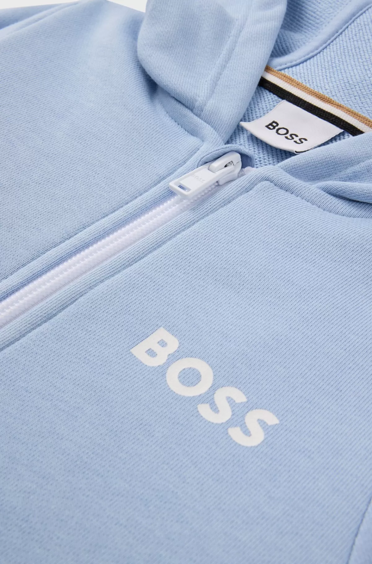 HUGO BOSS Hættetrøje Til Børn I Fleece Med Lynlås Og Logoprint Lyseblå Best