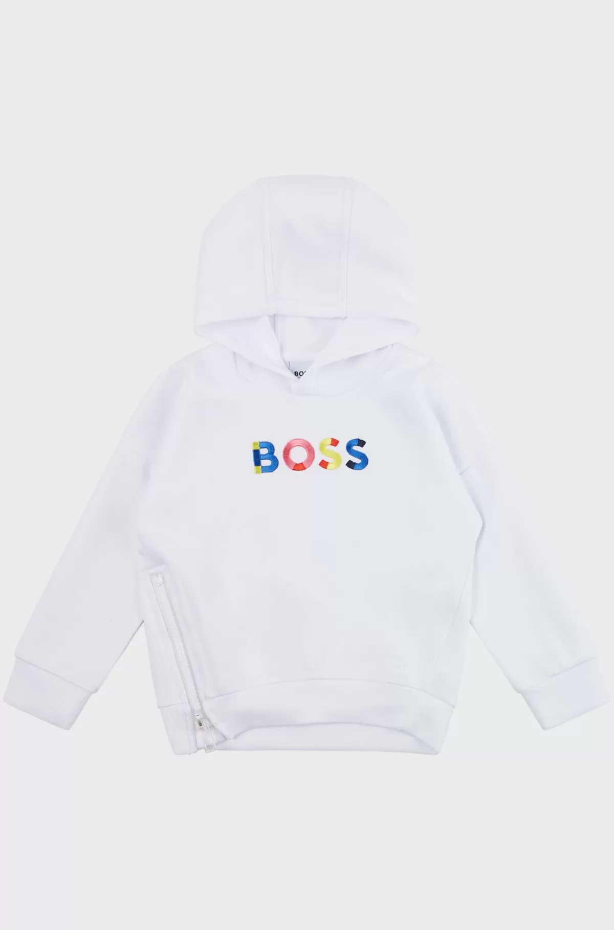 HUGO BOSS Hættetrøje Til Børn Med 3D-logo Og Lynlås I Siden Hvid Flash Sale