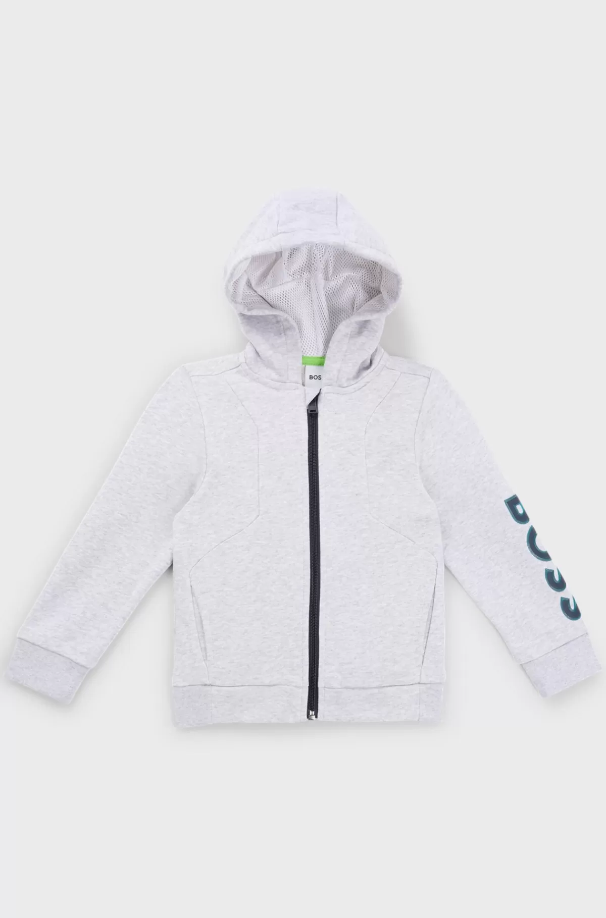 HUGO BOSS Hættetrøje Til Børn Med Lynlås Og Præget Logo Lysegrå Discount