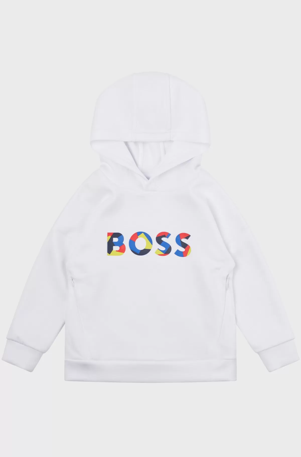 HUGO BOSS Hættetrøje Til Drenge Med Flerfarvet Logo Hvid Outlet
