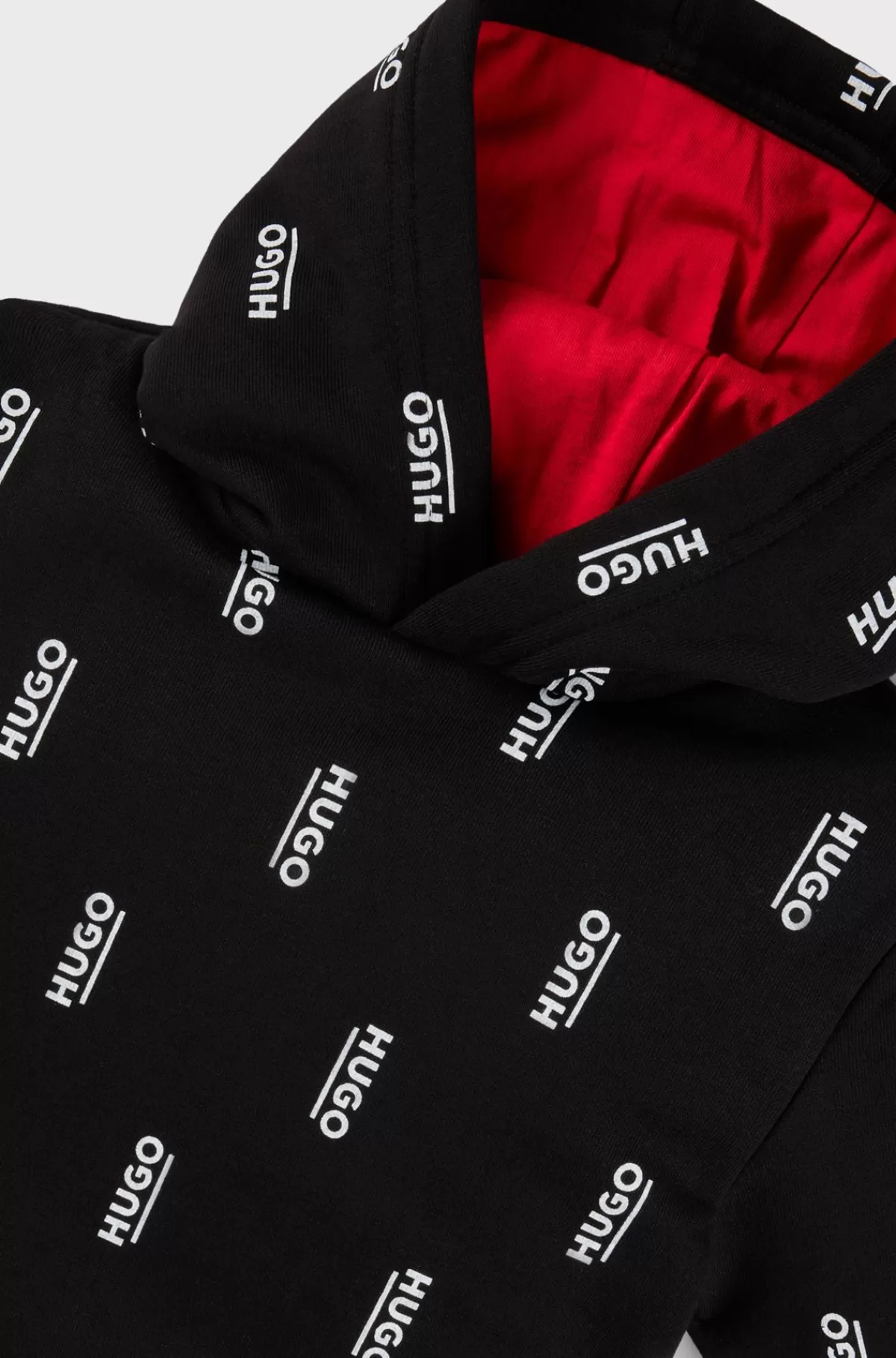 HUGO BOSS Hættetrøjekjole I Fleece Med Lodret Logoprint Til Børn Sort Flash Sale