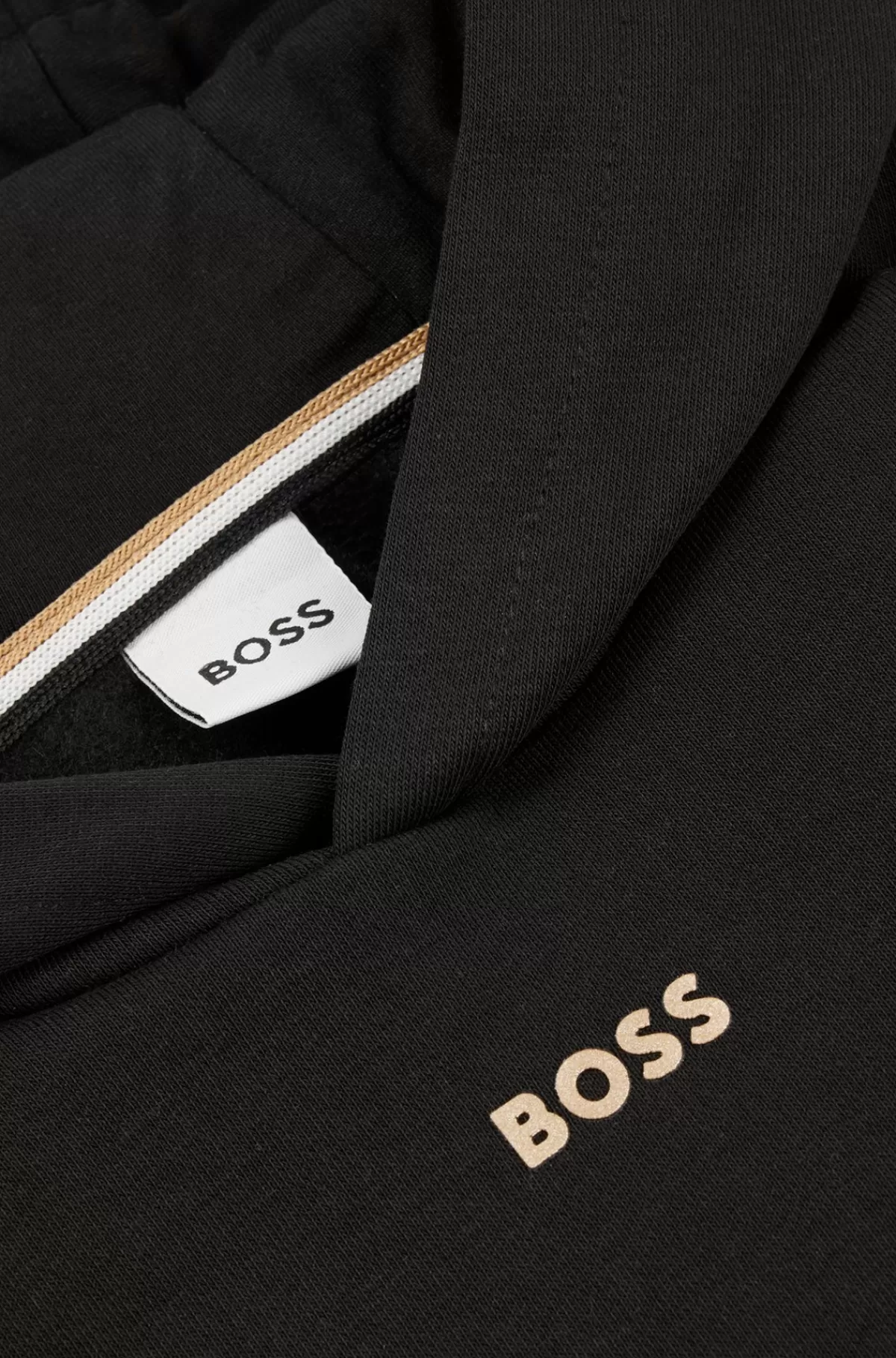 HUGO BOSS Hættetrøjekjole Til Børn I Bomuldsblanding Med Logoprint Sort Cheap