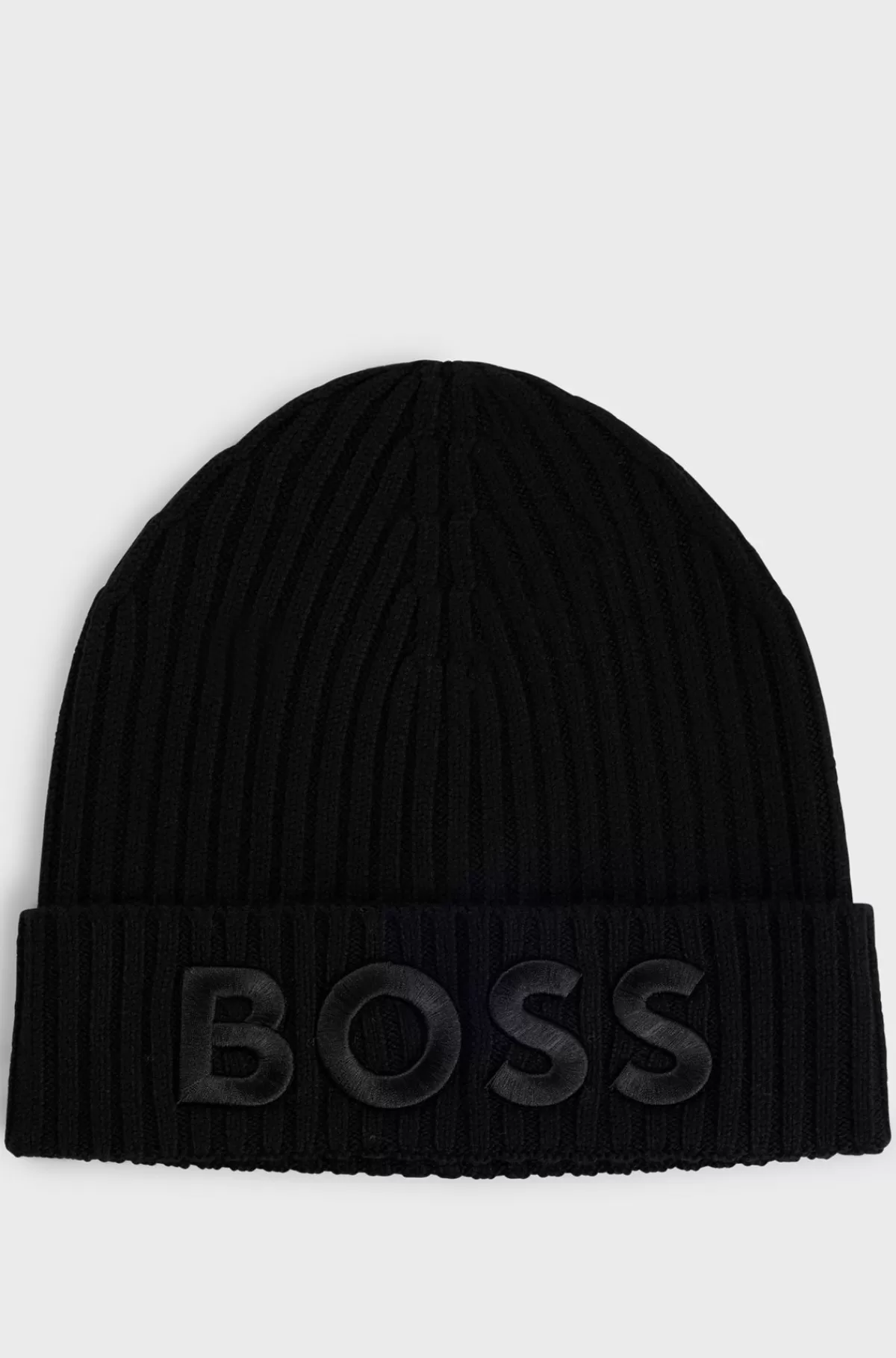 HUGO BOSS Hue I Ny Uld Med Broderet Logo Sort Discount