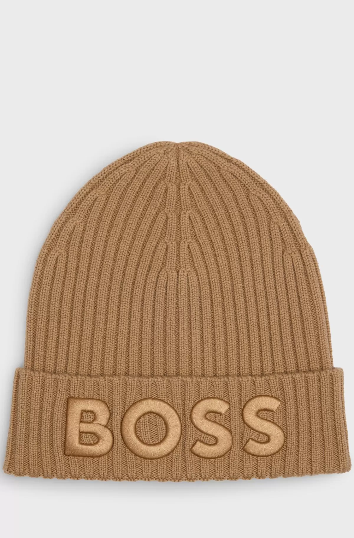 HUGO BOSS Hue I Ny Uld Med Broderet Logo Beige Hot