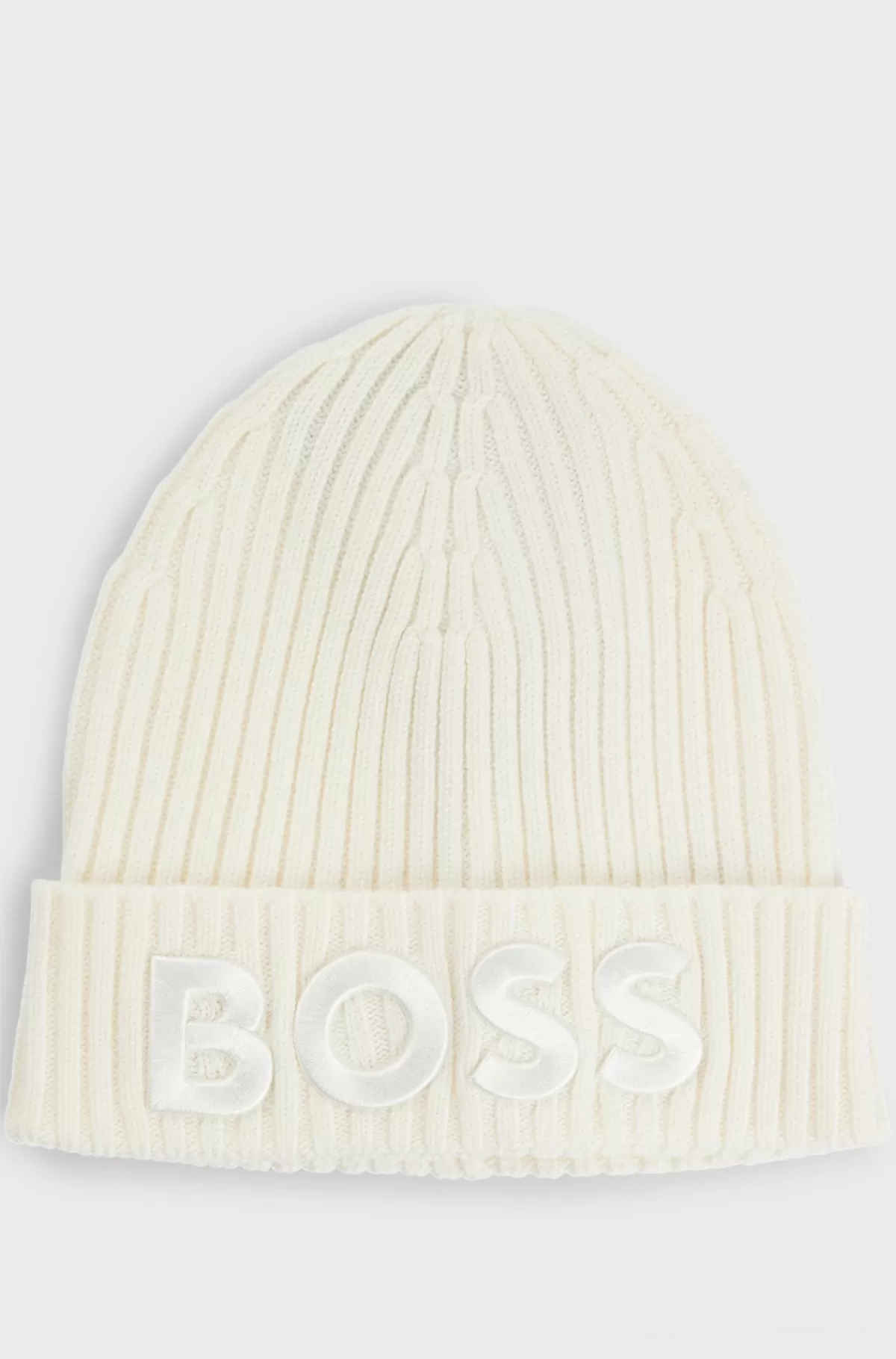 HUGO BOSS Hue I Ny Uld Med Broderet Logo Hvid Online