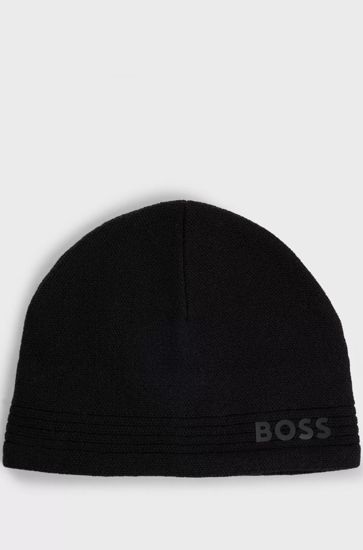 HUGO BOSS Hue I Uldblanding Med Struktur Og Logo Sort Clearance