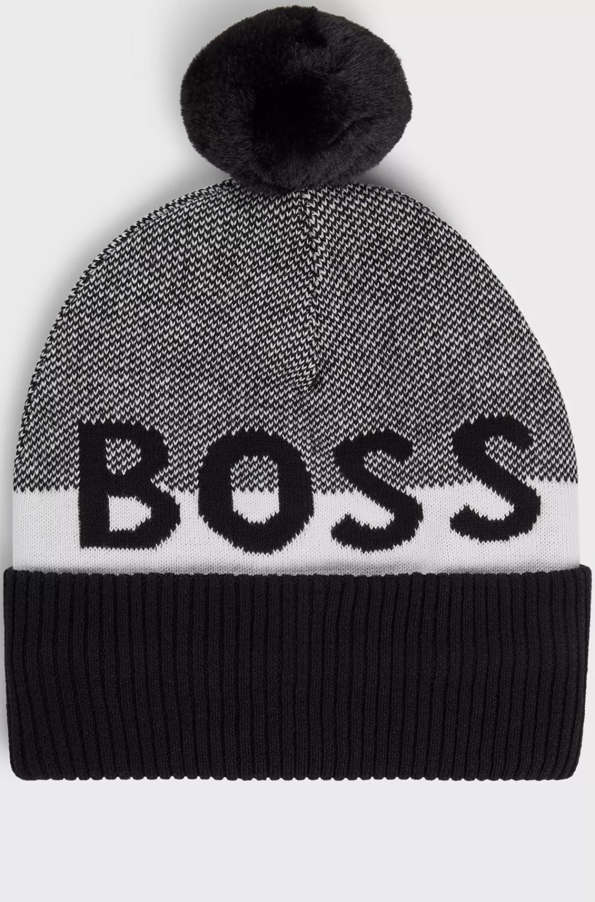 HUGO BOSS Hue Med Pompon Og Jacquardvævet Logo Til Børn Sort Discount