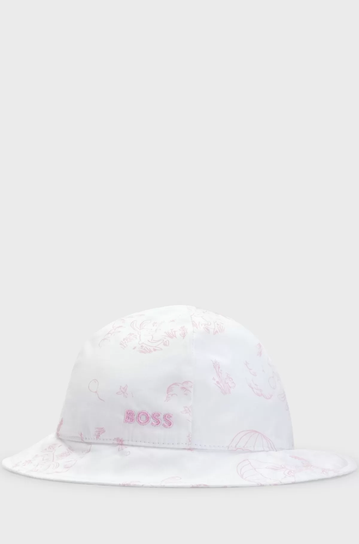 HUGO BOSS Hue Til Babyer Med Kanintryk Og Bindebåndslukning Hvid Best