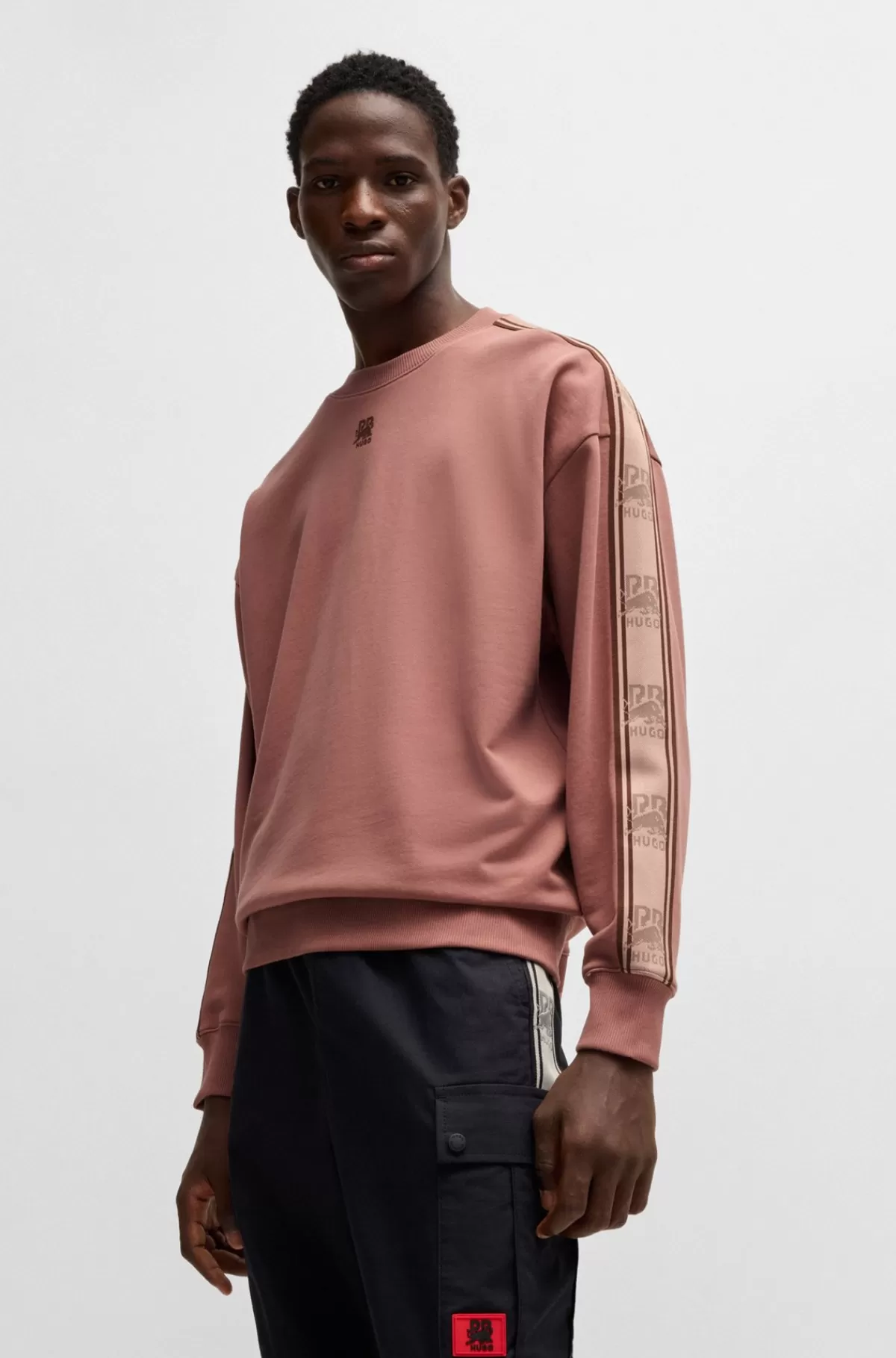 HUGO BOSS HUGO X RB Sweatshirt I Bomuldsfrotté Med Logobånd Lyserød Best