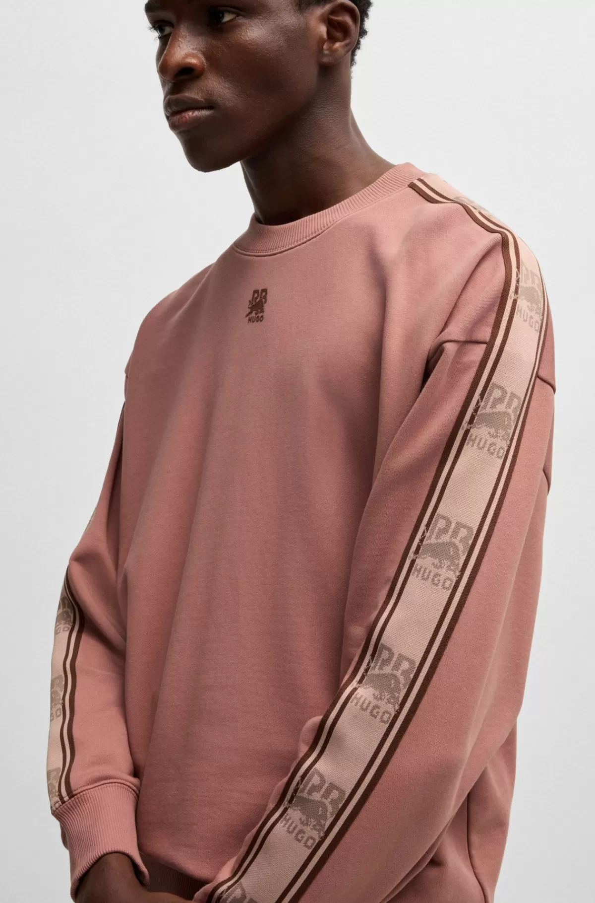 HUGO BOSS HUGO X RB Sweatshirt I Bomuldsfrotté Med Logobånd Lyserød Best