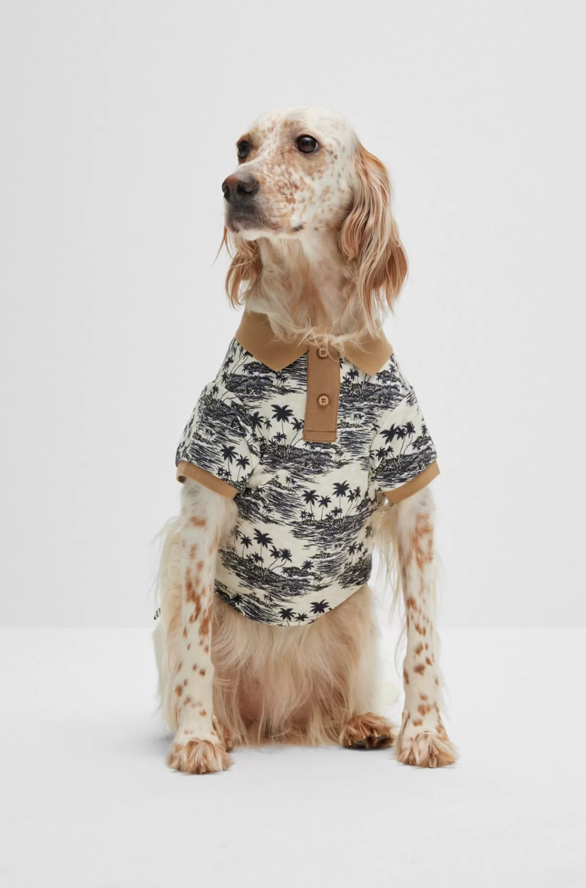 HUGO BOSS Hundepoloshirt I Bomuld Med Tryk Med Palmetræ Lys beige Flash Sale