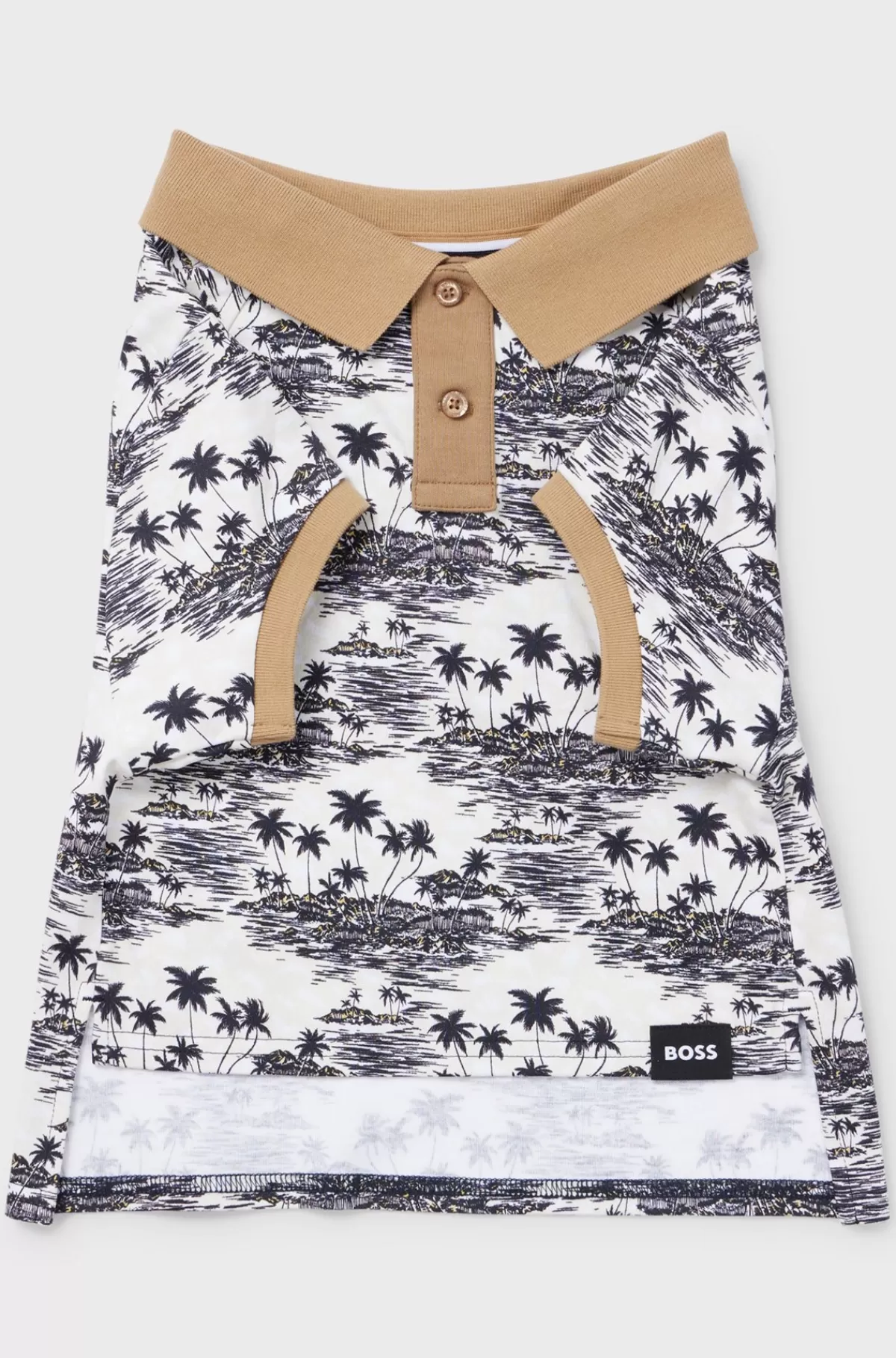 HUGO BOSS Hundepoloshirt I Bomuld Med Tryk Med Palmetræ Lys beige Flash Sale