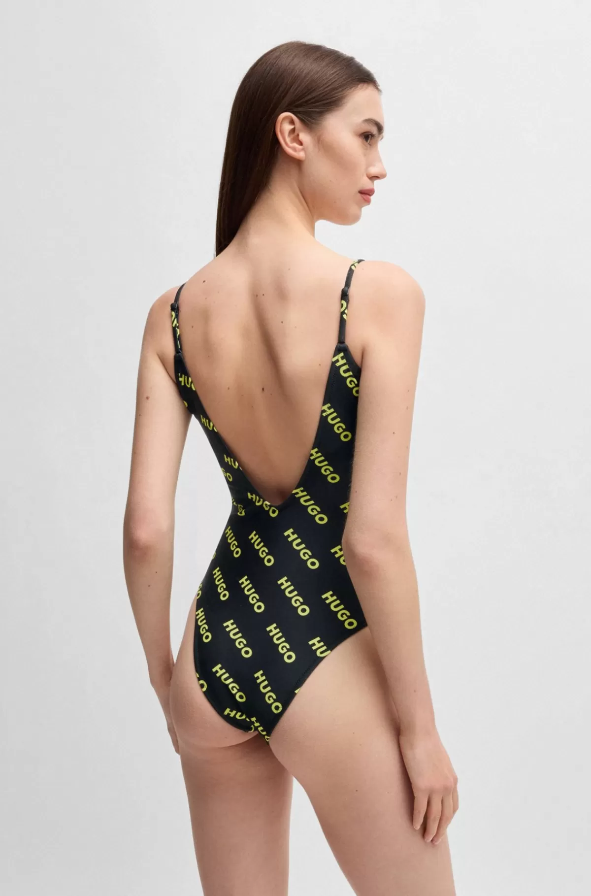 HUGO BOSS Hurtigtørrende Badedragt Med Logprint Og Justerbare Stropper Sort/gul Cheap