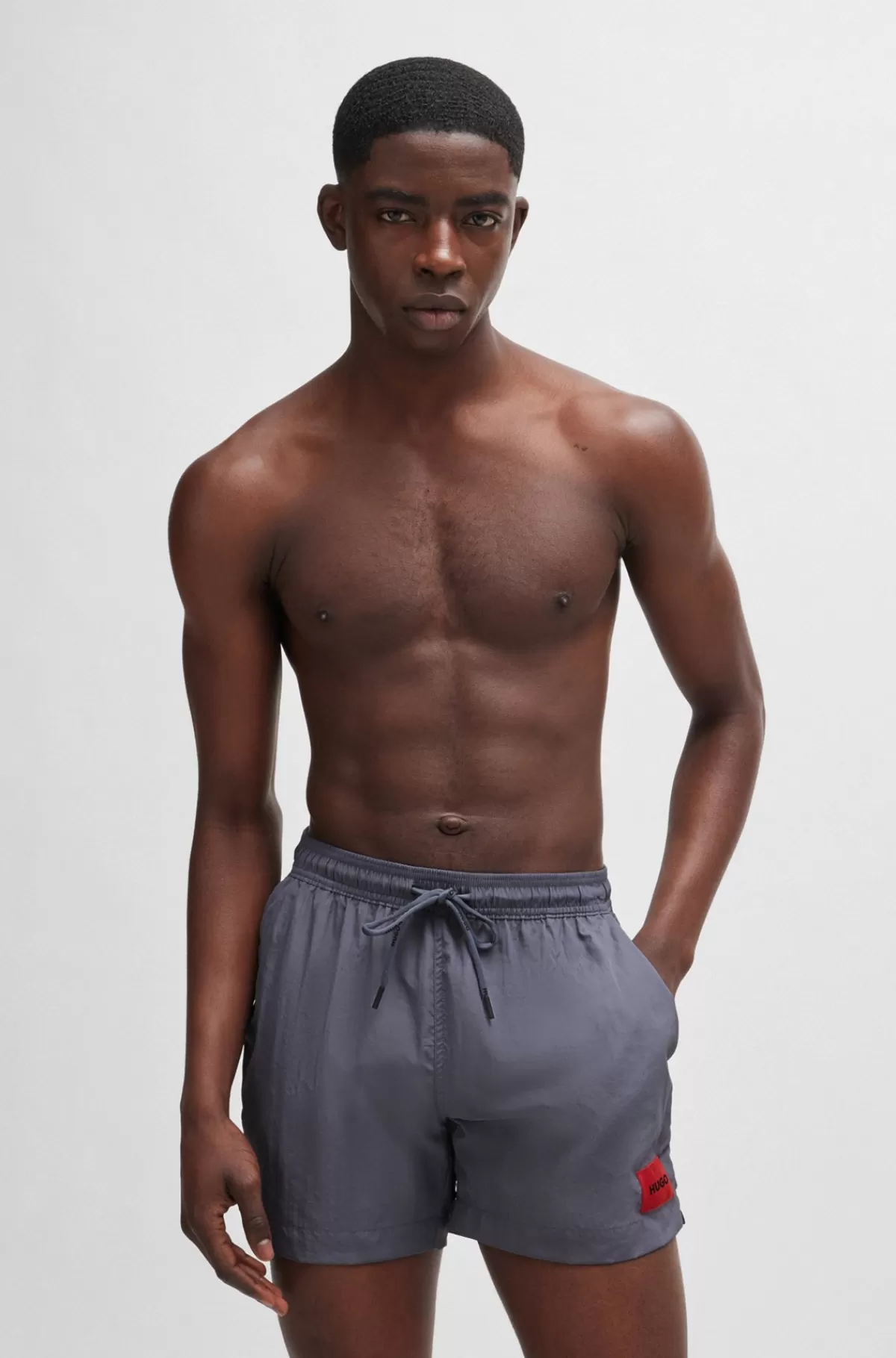 HUGO BOSS Hurtigtørrende Badeshorts Med Logomærkat Blå Shop