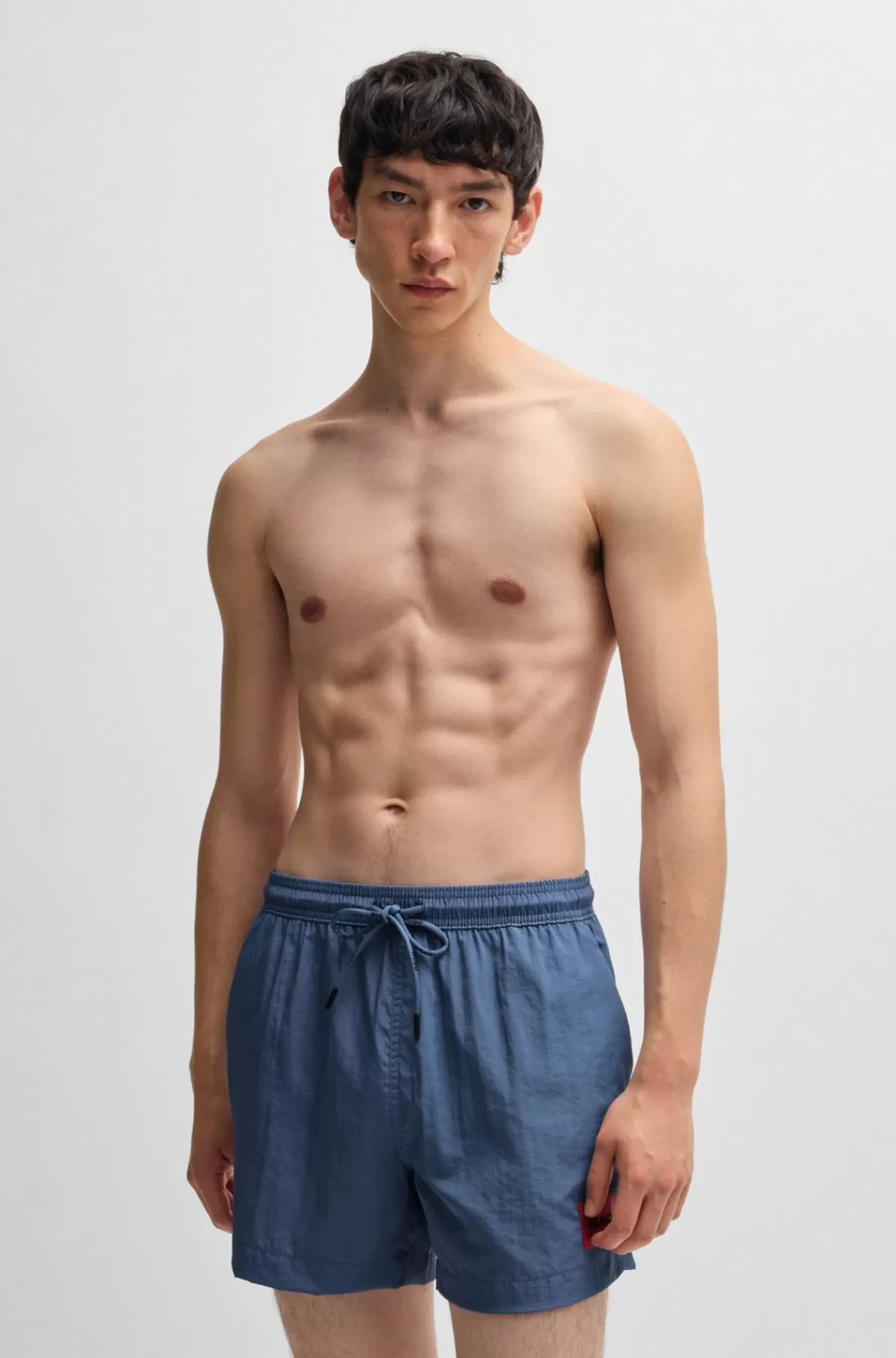 HUGO BOSS Hurtigtørrende Badeshorts Med Logomærkat Blå Store
