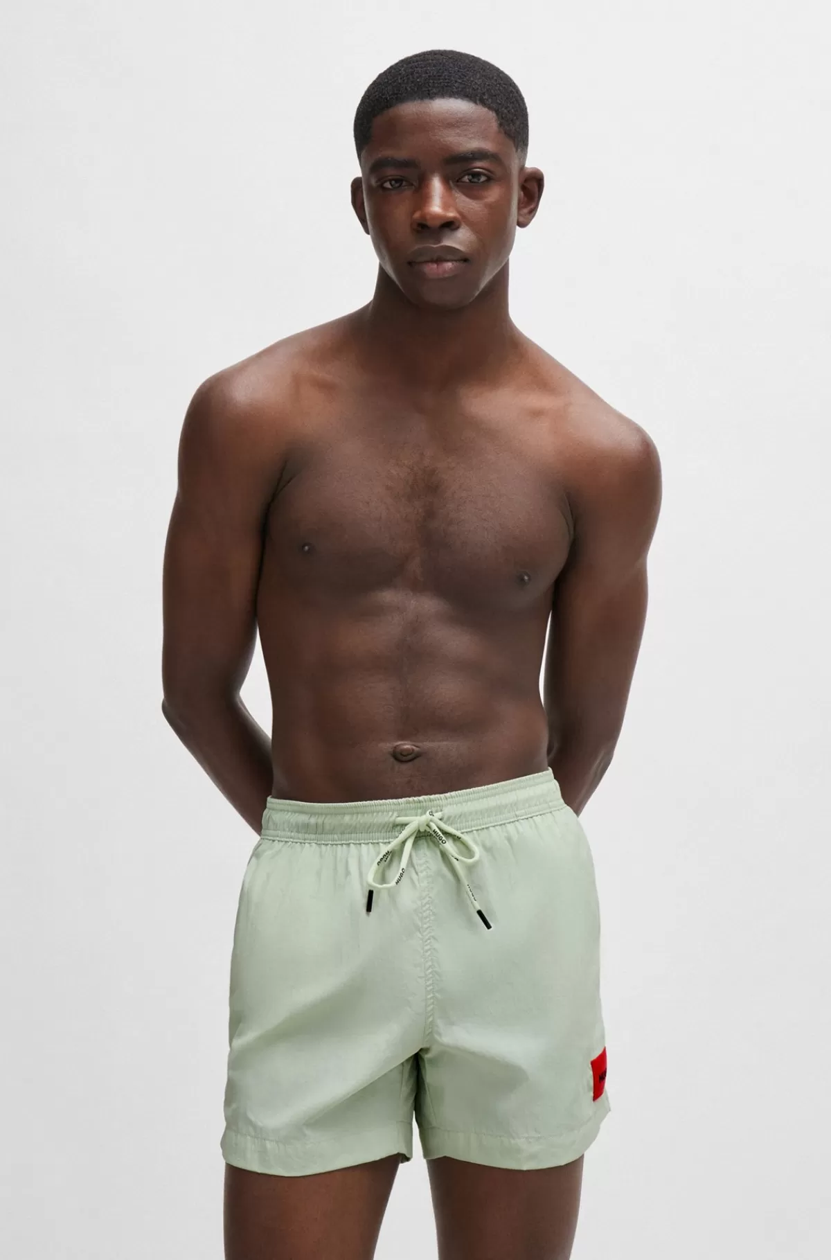 HUGO BOSS Hurtigtørrende Badeshorts Med Logomærkat Lysegrøn Discount