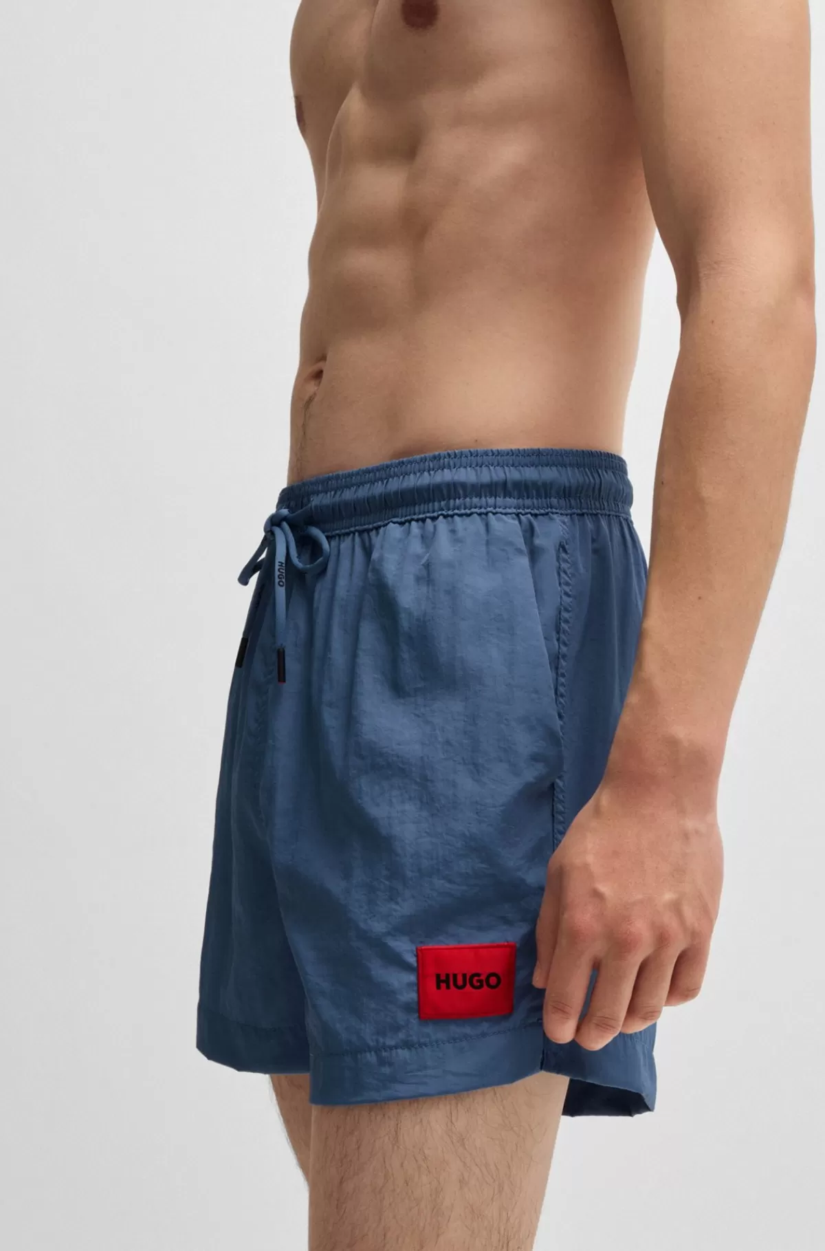 HUGO BOSS Hurtigtørrende Badeshorts Med Logomærkat Blå Store