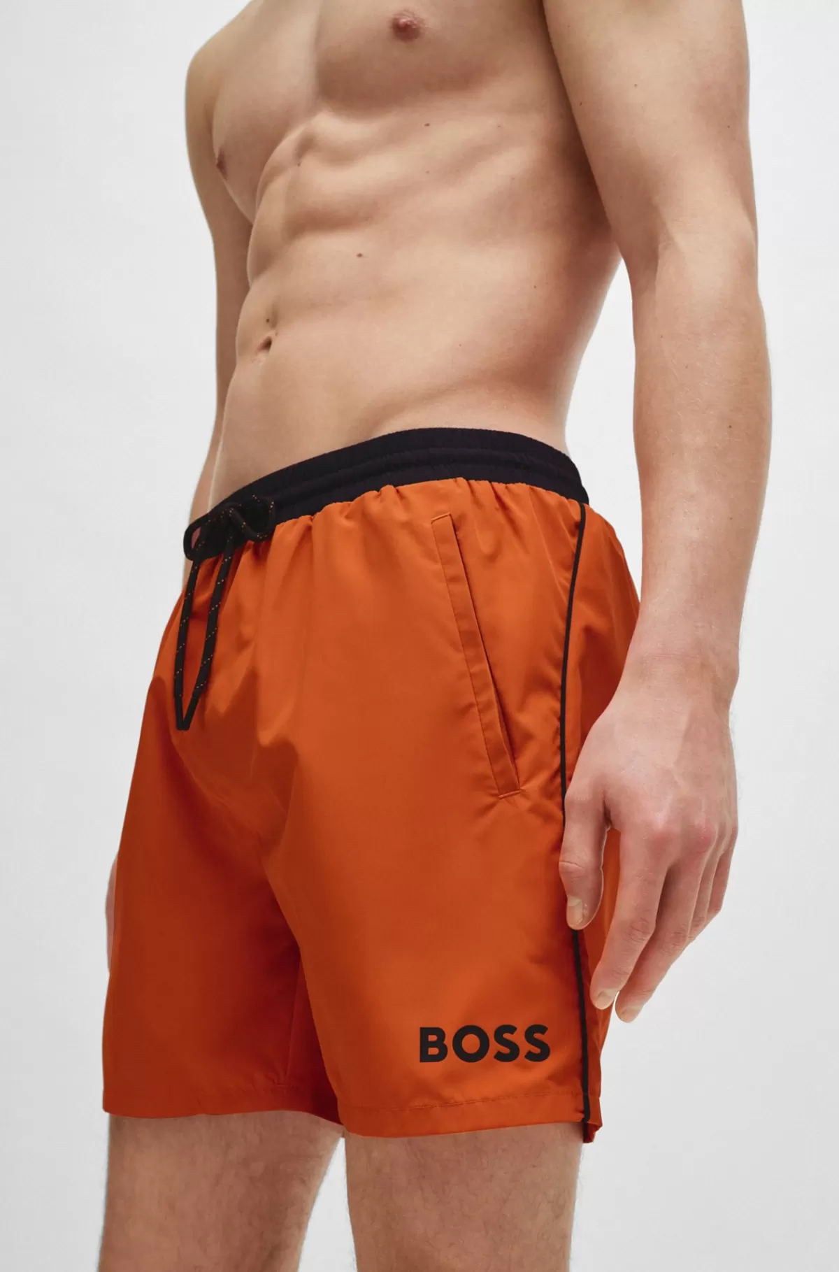 HUGO BOSS Hurtigtørrende Badeshorts Med Logoprint Orange Best