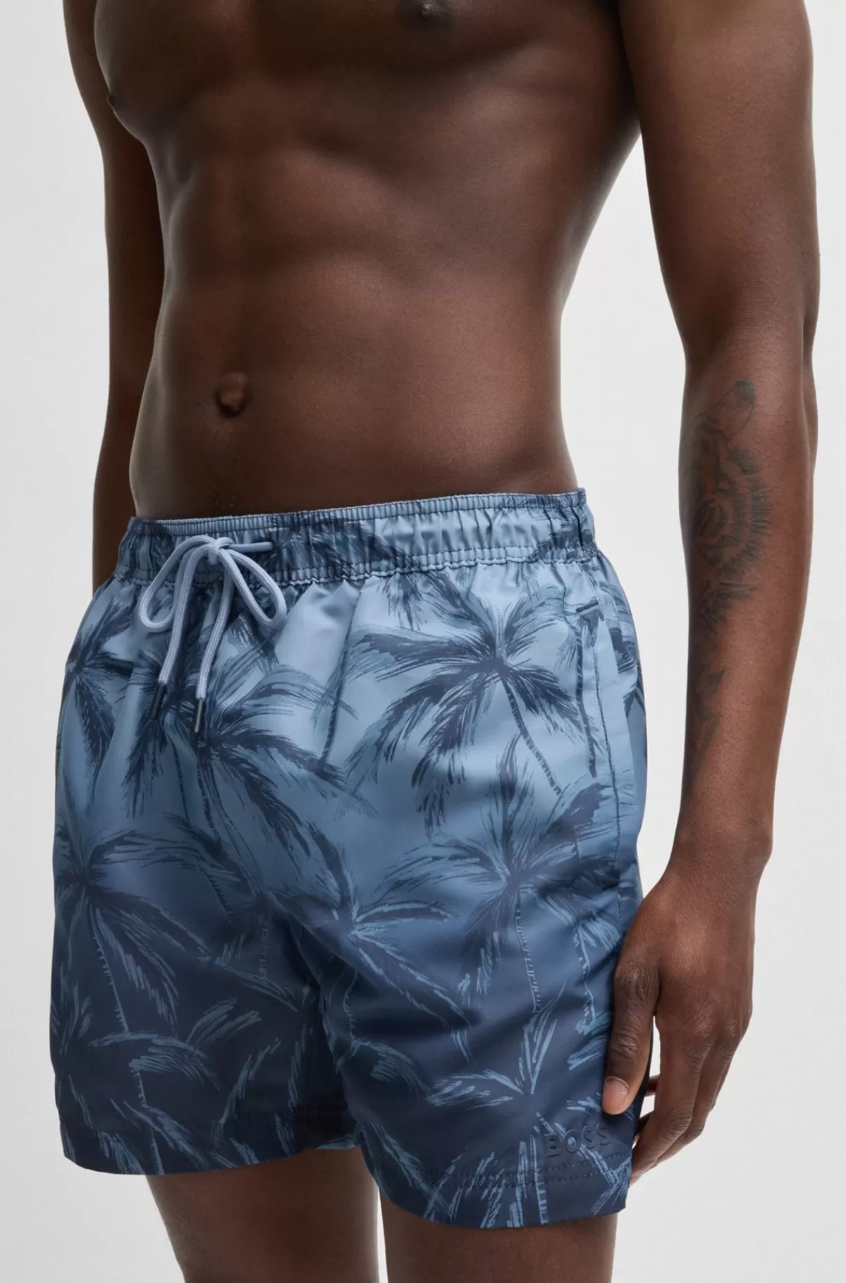HUGO BOSS Hurtigtørrende Badeshorts Med Sæsonens Print Mørkeblå Best Sale