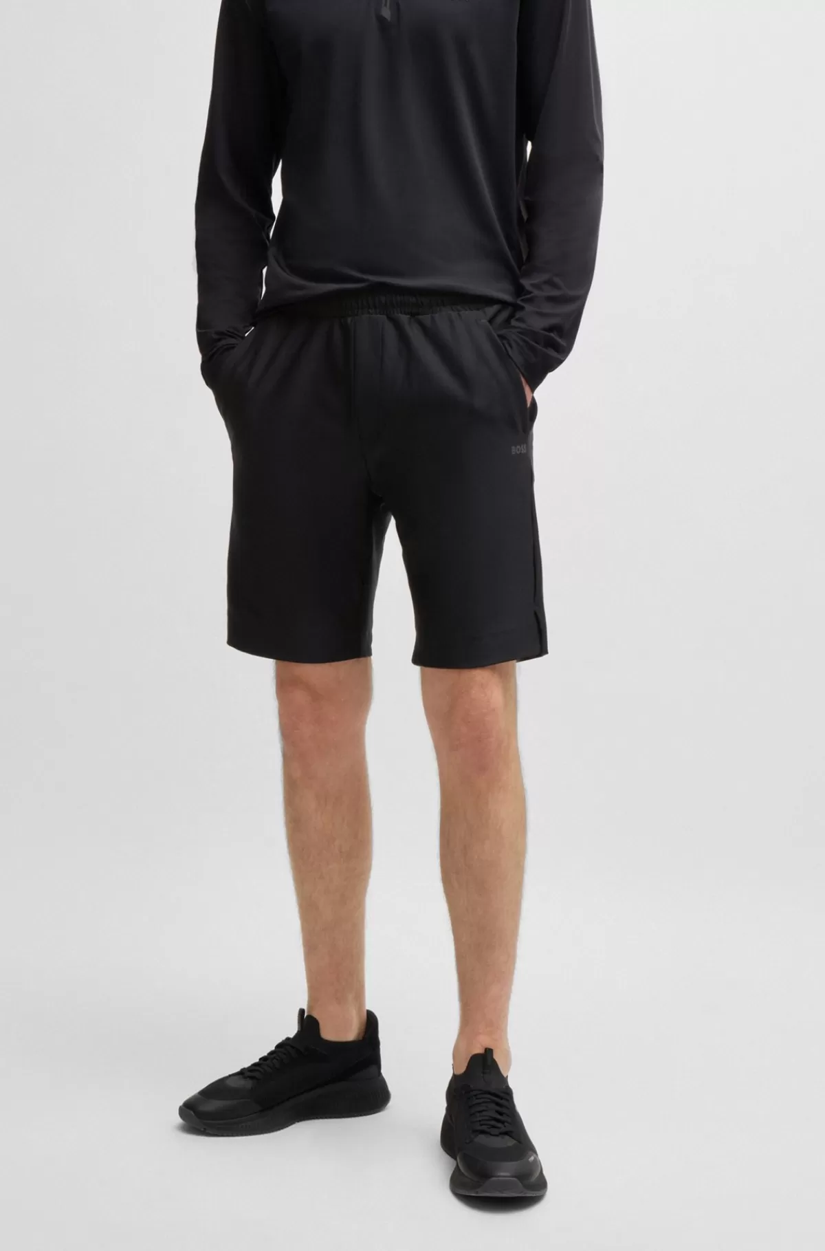 HUGO BOSS Hurtigtørrende Shorts Med Dekorativt, Reflekterende Logo Sort Store