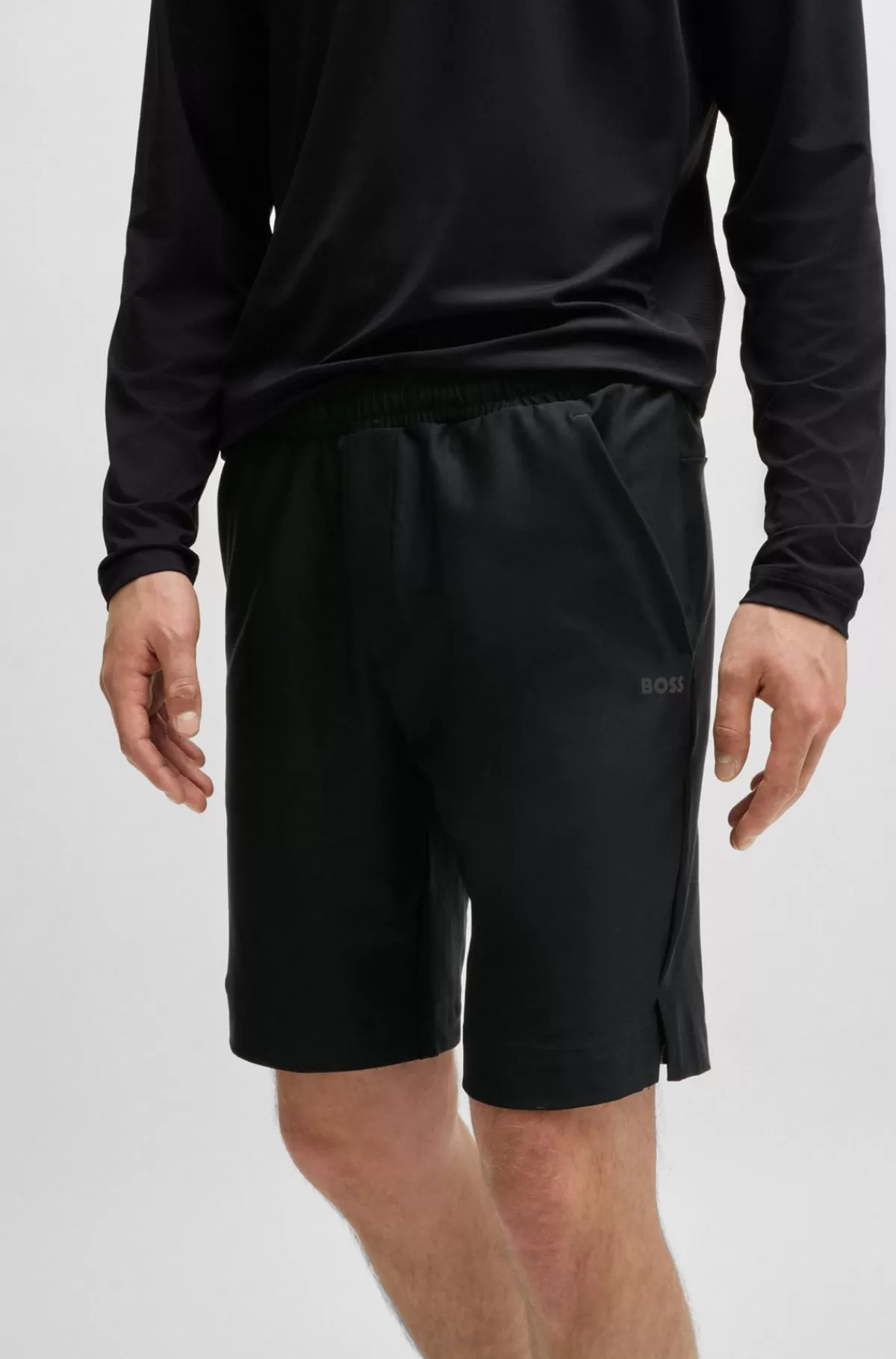 HUGO BOSS Hurtigtørrende Shorts Med Dekorativt, Reflekterende Logo Sort Store