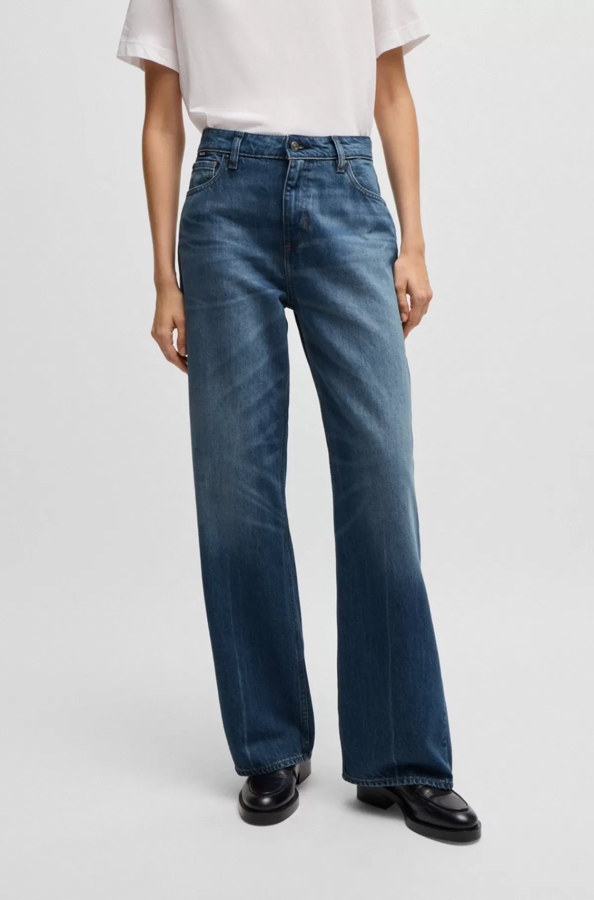 HUGO BOSS Indigojeans I Denim Af Bomuldsblanding Mørkeblå Hot