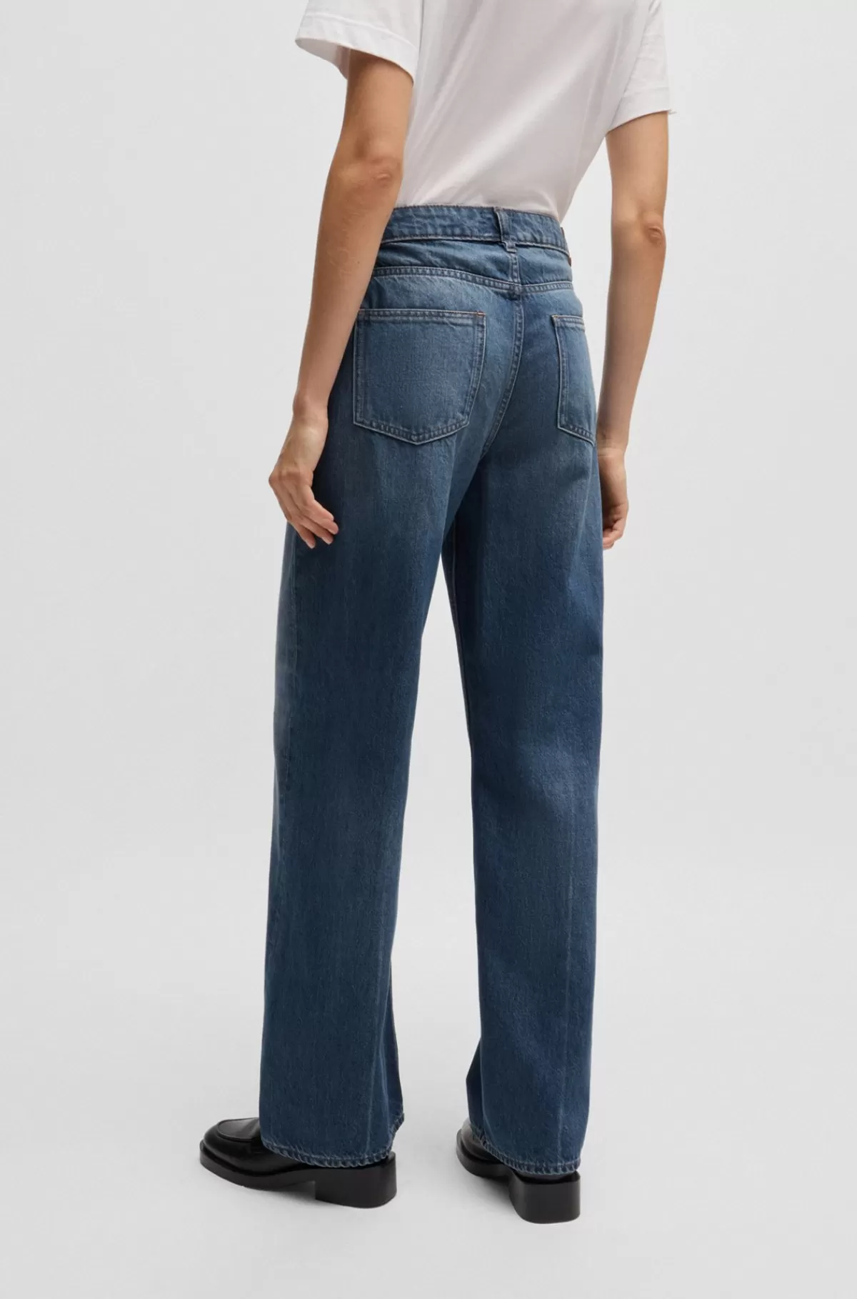 HUGO BOSS Indigojeans I Denim Af Bomuldsblanding Mørkeblå Hot