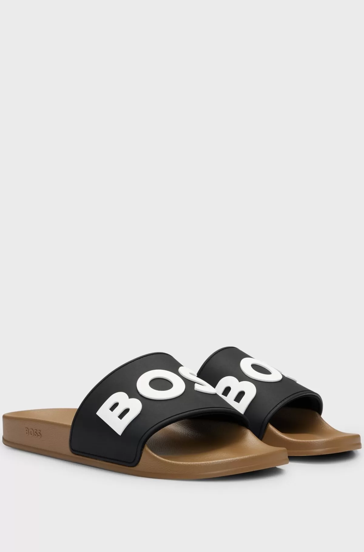 HUGO BOSS Italiensk Fremstillede Badesandaler Med Hævet Logo Beige Store